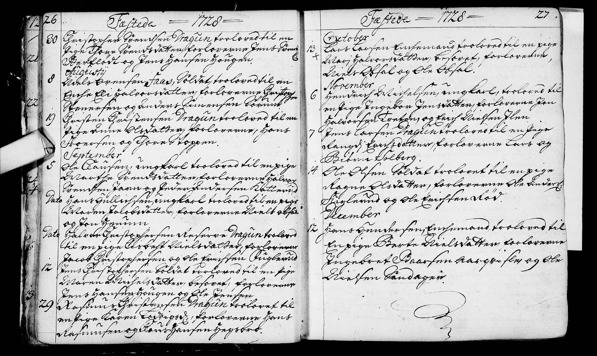 Lier kirkebøker, AV/SAKO-A-230/F/Fa/L0003: Parish register (official) no. I 3, 1727-1748, p. 26-27