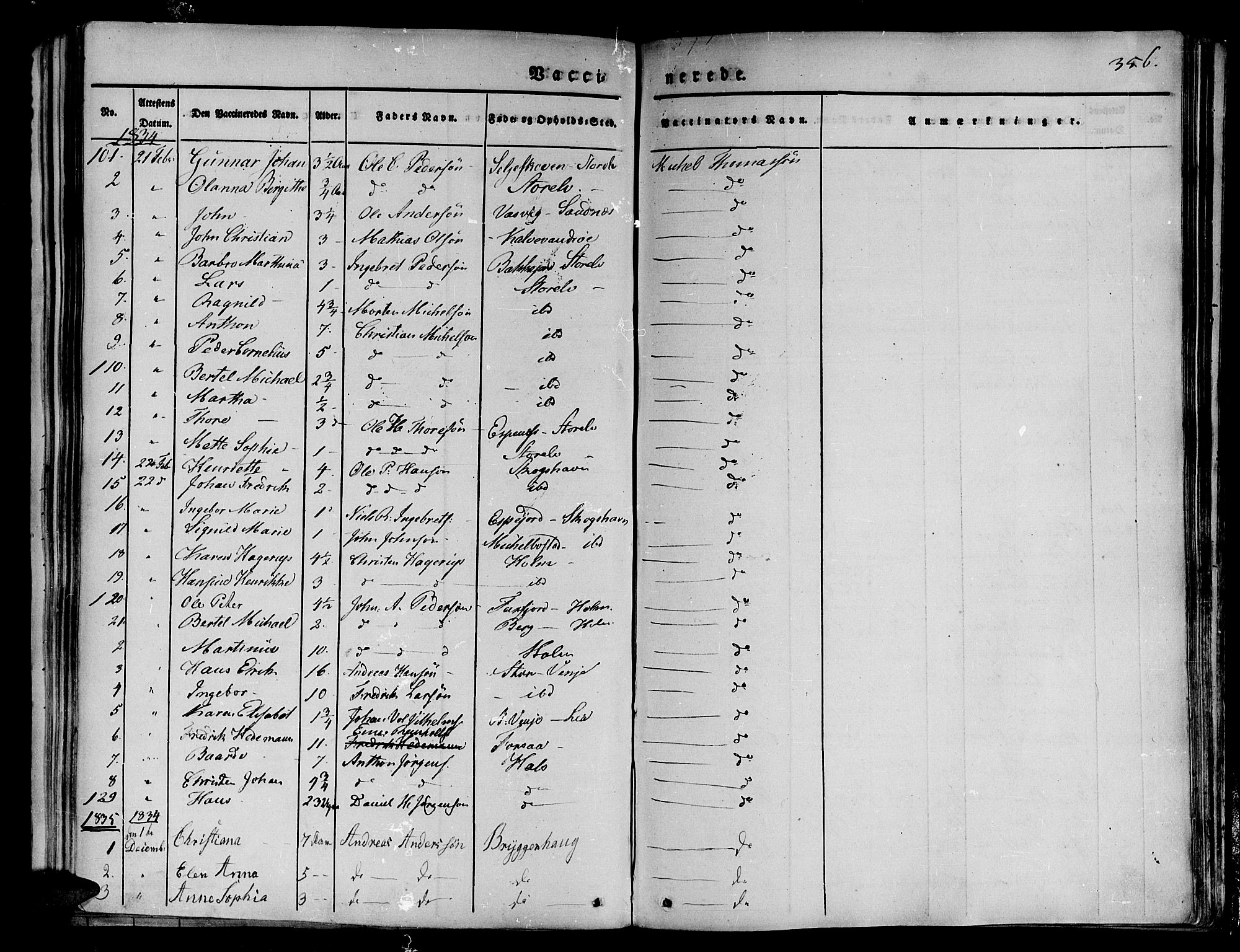 Tranøy sokneprestkontor, SATØ/S-1313/I/Ia/Iaa/L0005kirke: Parish register (official) no. 5, 1829-1844, p. 356