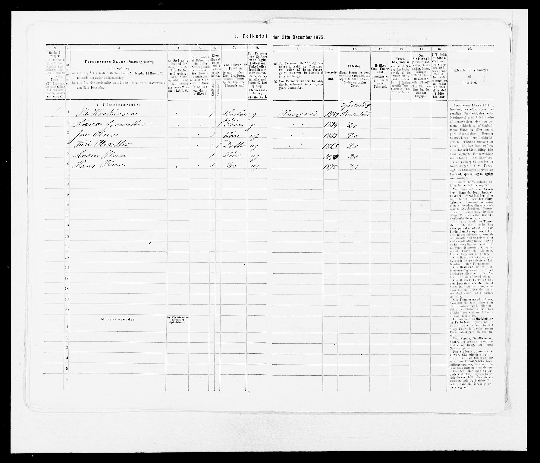 SAB, 1875 census for 1418P Balestrand, 1875, p. 461