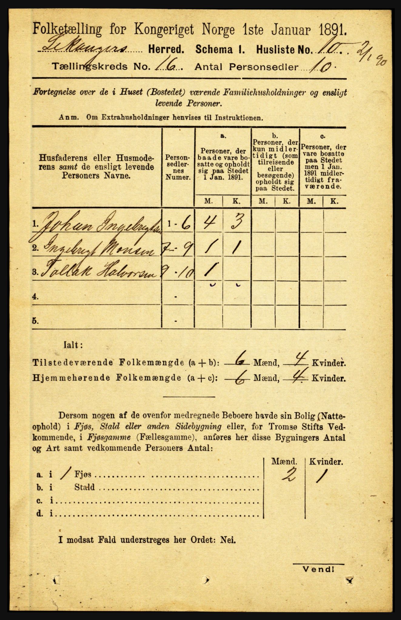 RA, 1891 census for 1419 Leikanger, 1891, p. 2969