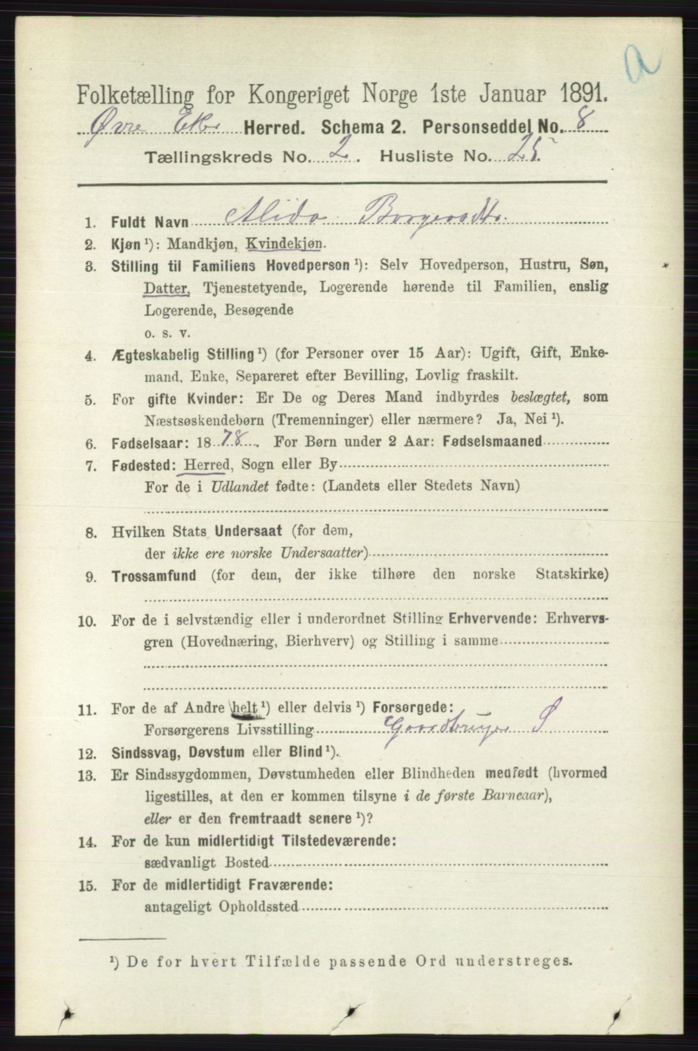 RA, 1891 census for 0624 Øvre Eiker, 1891, p. 678