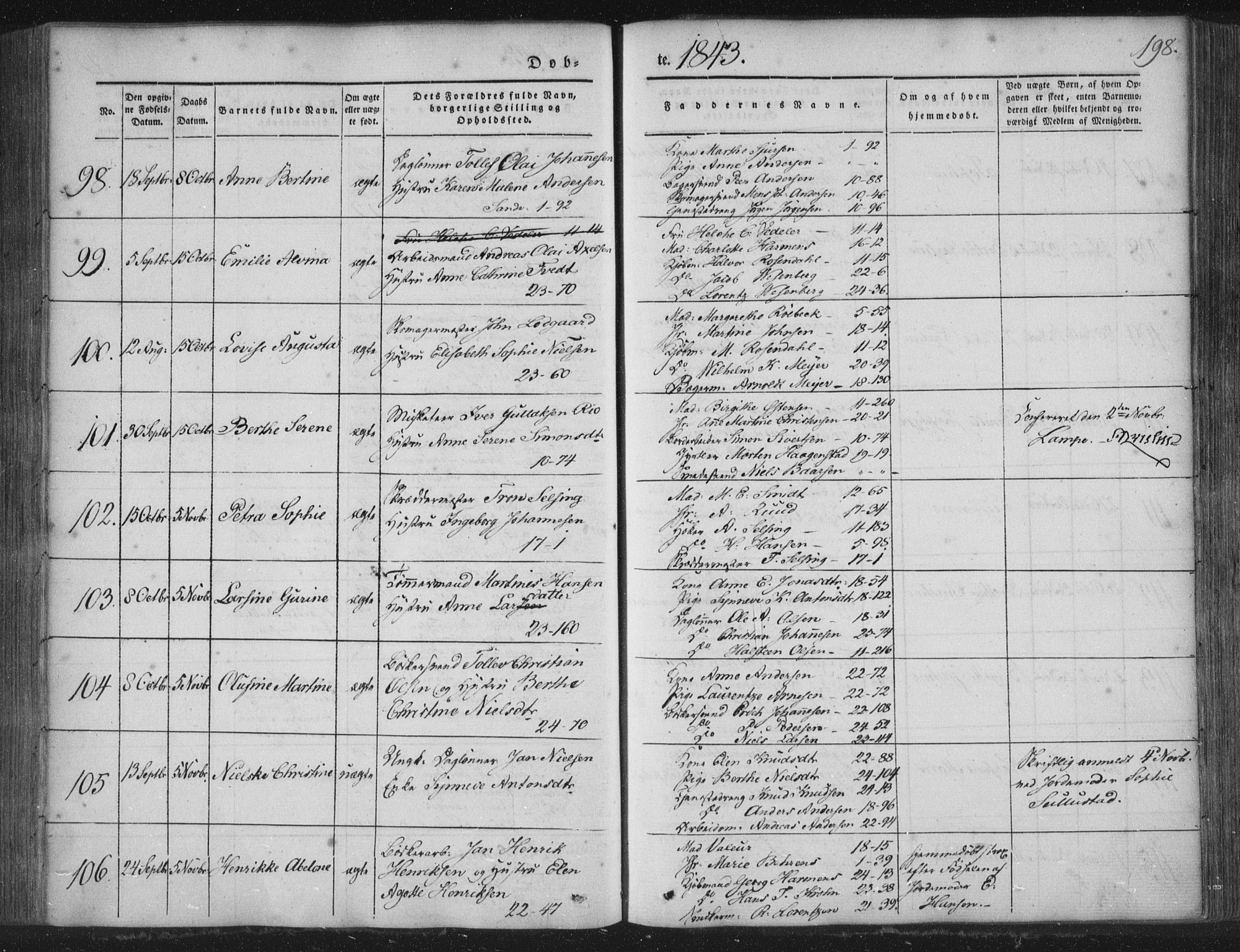 Korskirken sokneprestembete, SAB/A-76101/H/Haa/L0016: Parish register (official) no. B 2, 1841-1851, p. 198