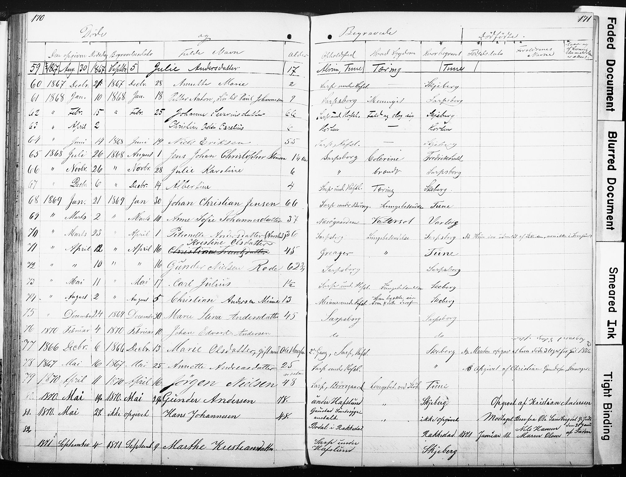Sarpsborg metodistkirke, SAO/PAO-0233/A/L0001: Dissenter register no. 1, 1856-1875, p. 170-171