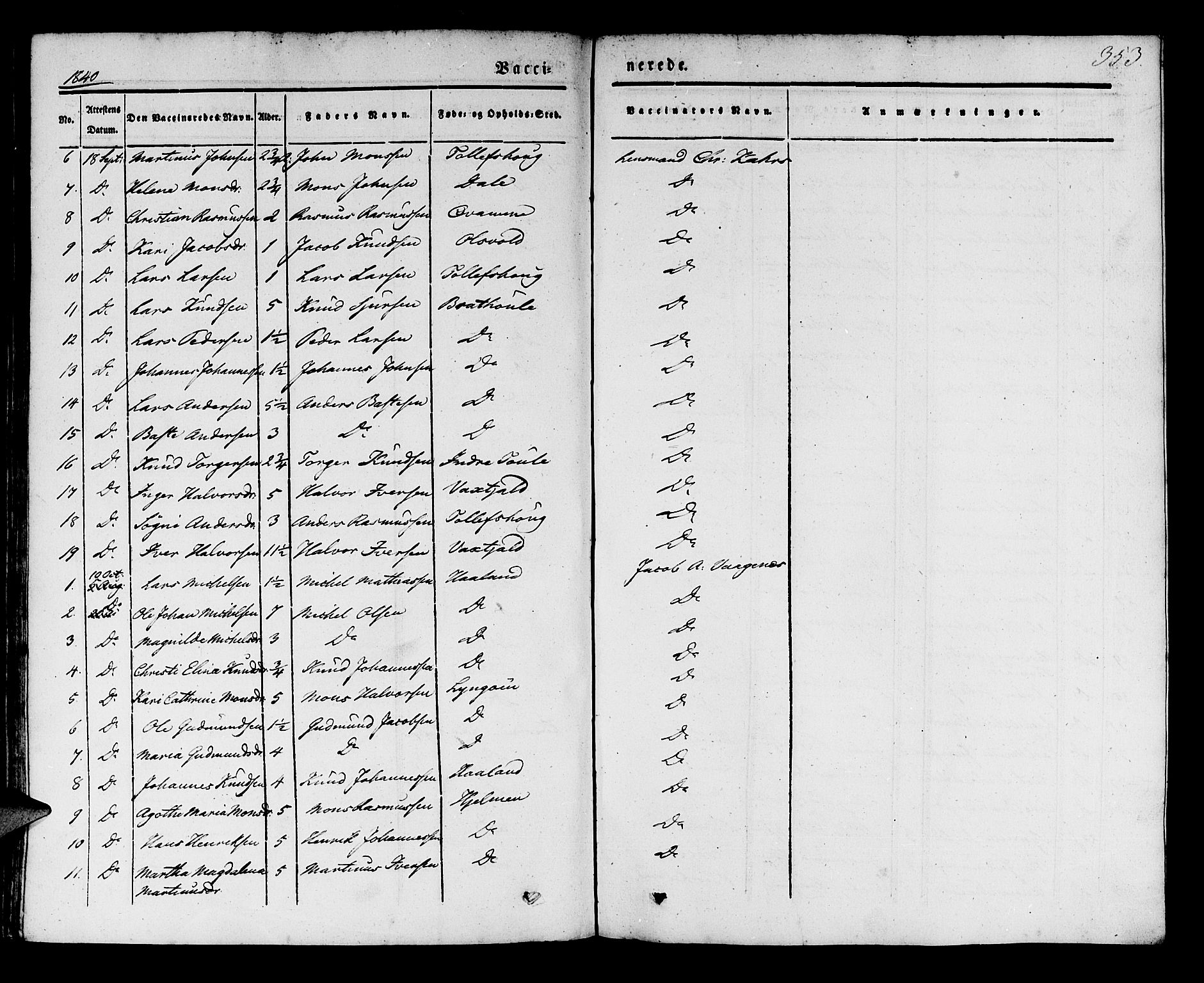 Manger sokneprestembete, AV/SAB-A-76801/H/Haa: Parish register (official) no. A 5, 1839-1848, p. 353