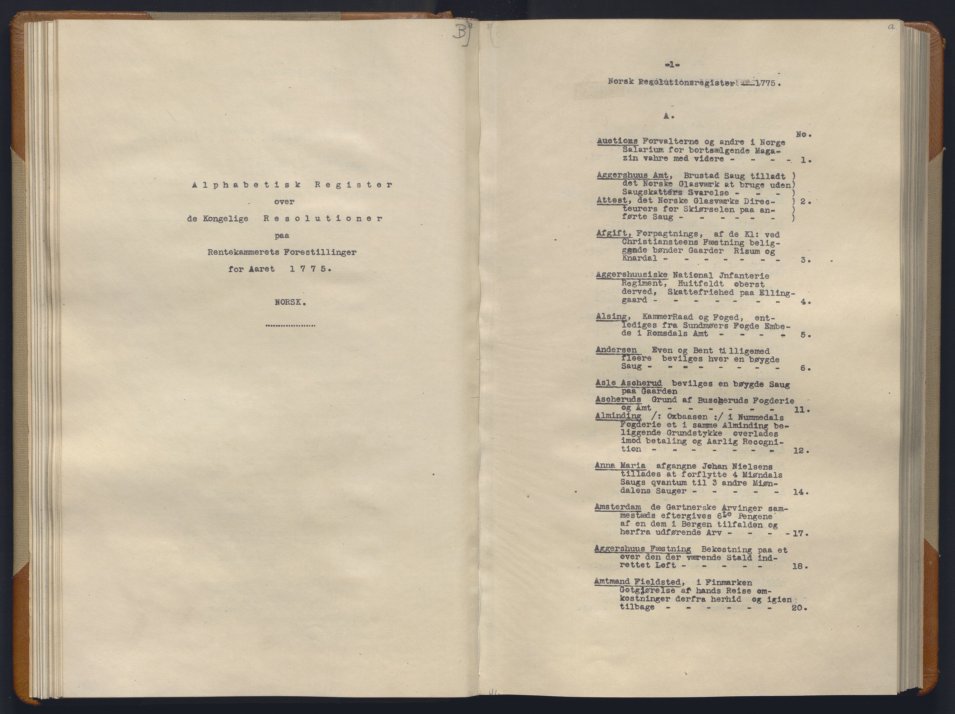 Avskriftsamlingen, AV/RA-EA-4022/F/Fb/L0123: Registratur over norske Relasjons- og  resolusjonsprotokoller, 1773-1780, p. 49