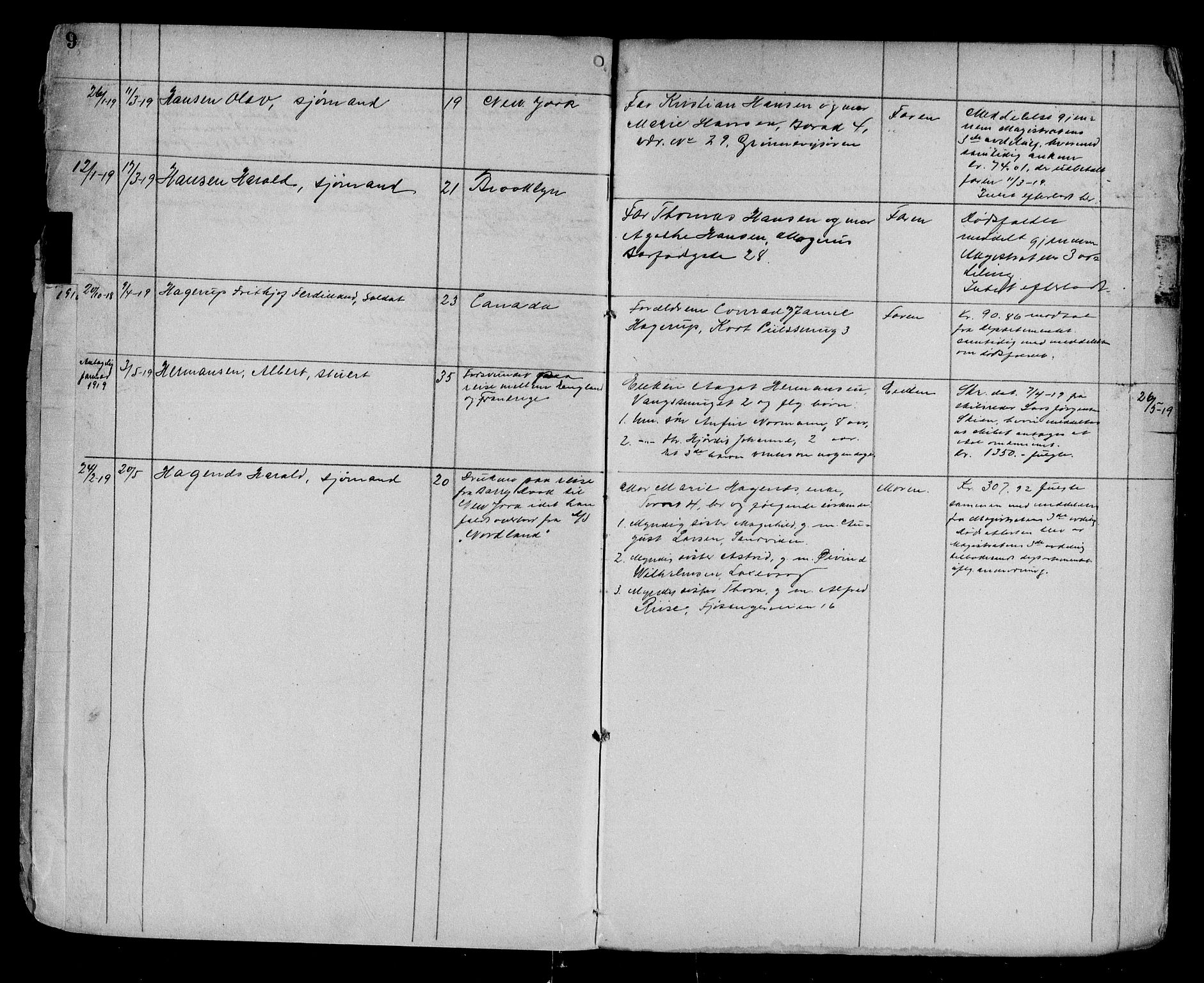 Byfogd og Byskriver i Bergen, AV/SAB-A-3401/06/06Na/L0012: Dødsfallsjournaler, 1918-1919, p. 9