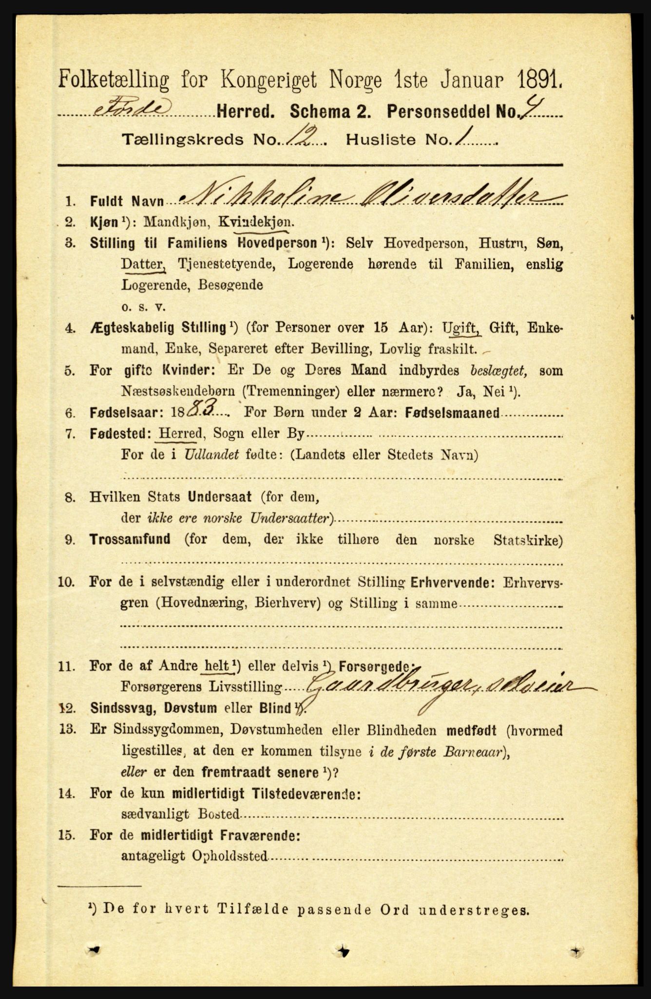 RA, 1891 census for 1432 Førde, 1891, p. 4283