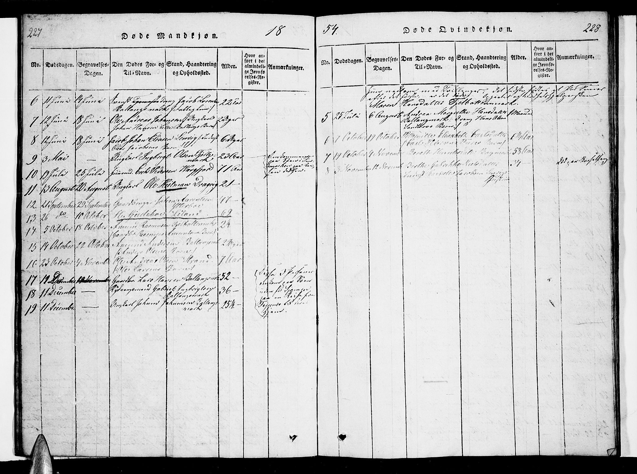 Ministerialprotokoller, klokkerbøker og fødselsregistre - Nordland, AV/SAT-A-1459/863/L0911: Parish register (copy) no. 863C01, 1821-1858, p. 227-228