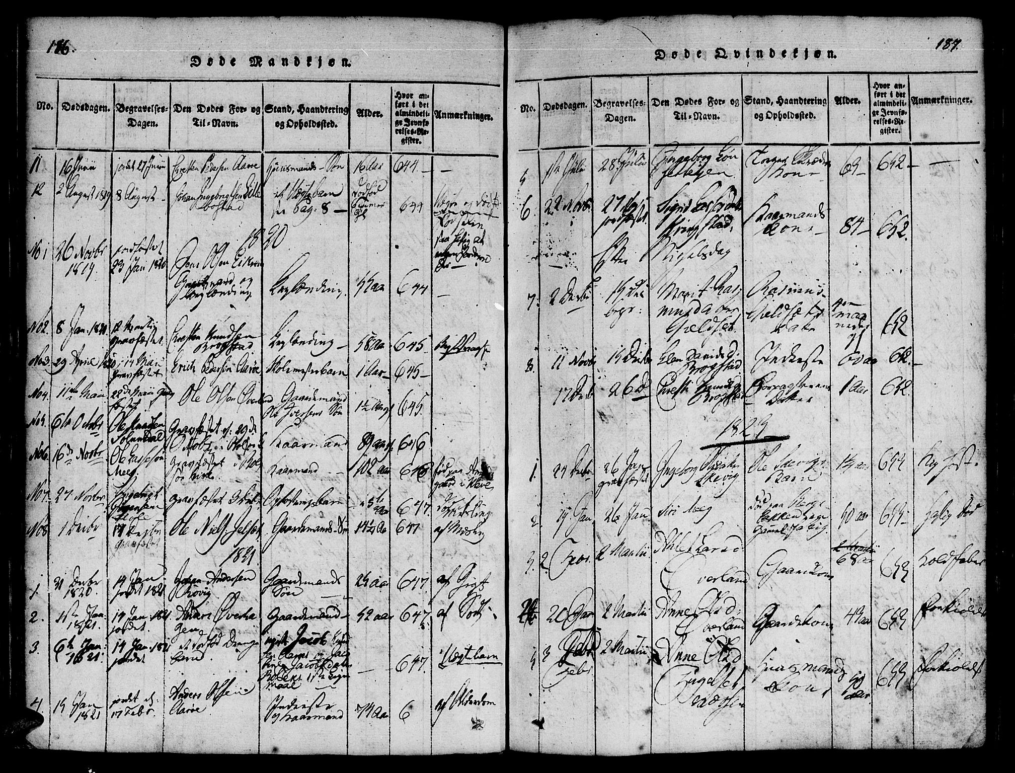 Ministerialprotokoller, klokkerbøker og fødselsregistre - Møre og Romsdal, SAT/A-1454/555/L0652: Parish register (official) no. 555A03, 1817-1843, p. 186-187