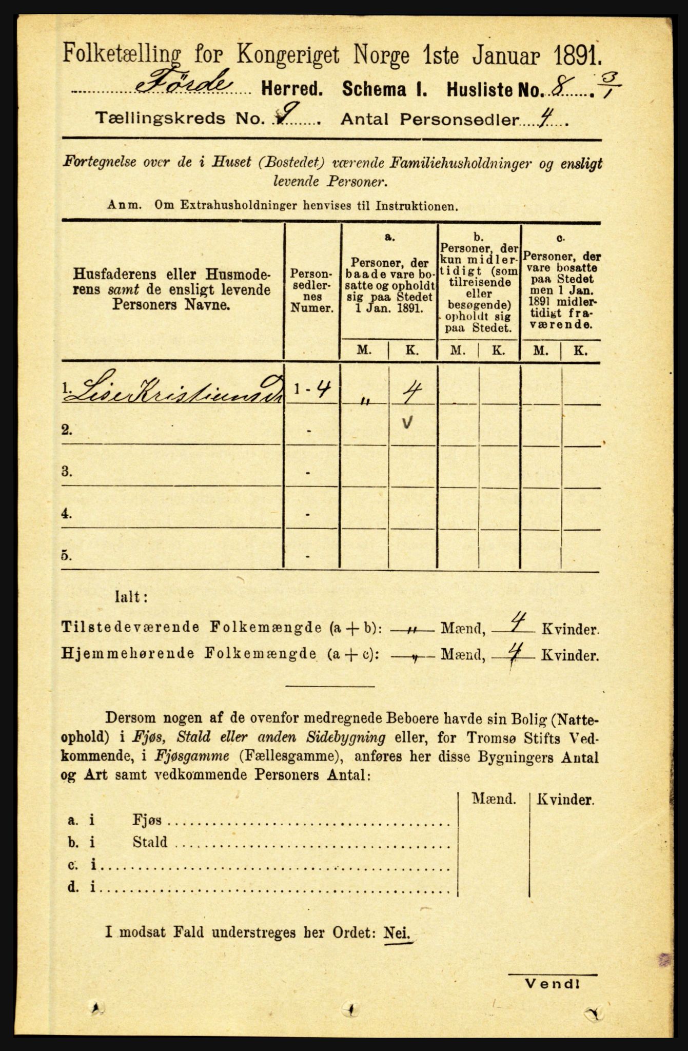 RA, 1891 census for 1432 Førde, 1891, p. 3280