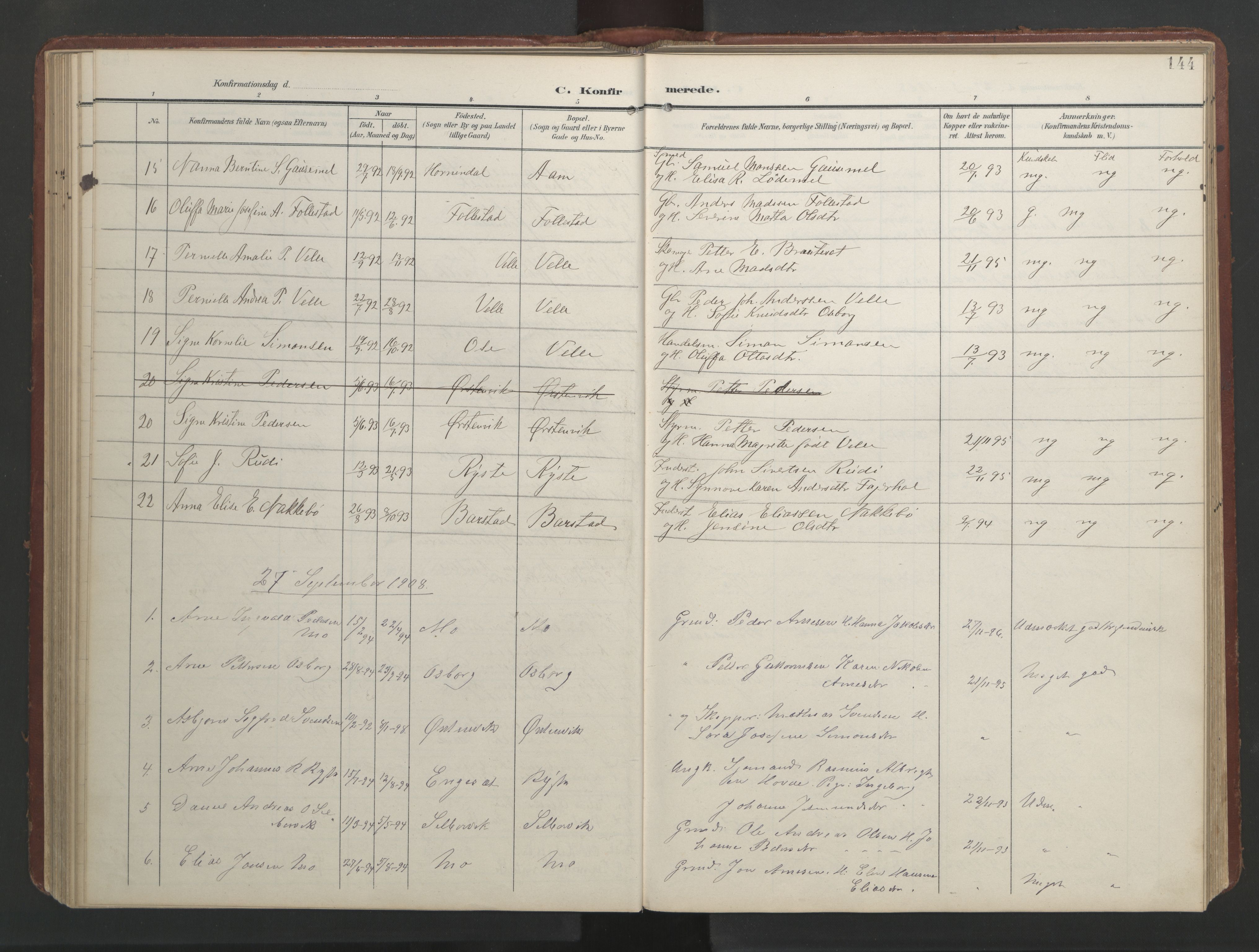 Ministerialprotokoller, klokkerbøker og fødselsregistre - Møre og Romsdal, AV/SAT-A-1454/513/L0190: Parish register (copy) no. 513C04, 1904-1926, p. 144