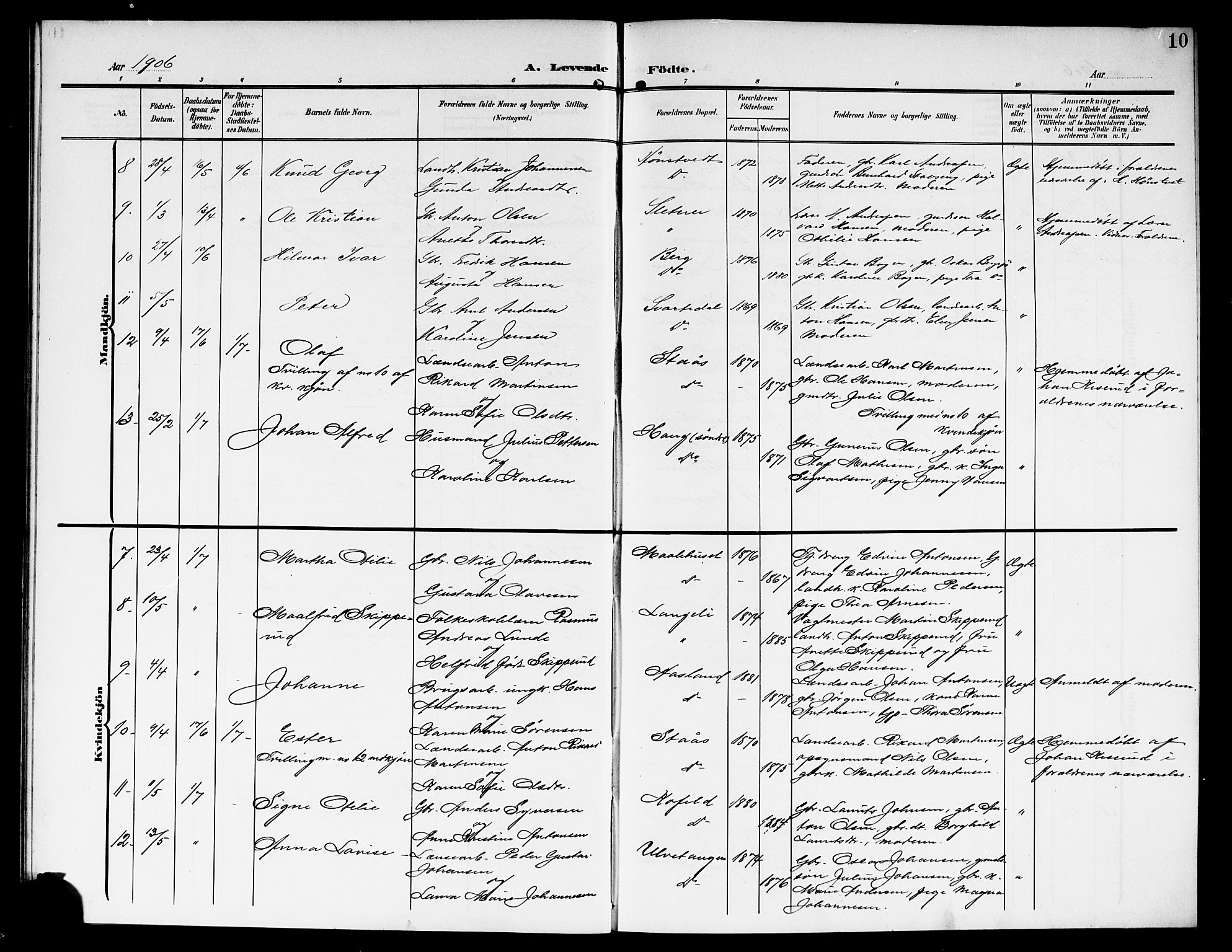 Skiptvet prestekontor Kirkebøker, SAO/A-20009/G/Ga/L0002: Parish register (copy) no. 2, 1905-1915, p. 10