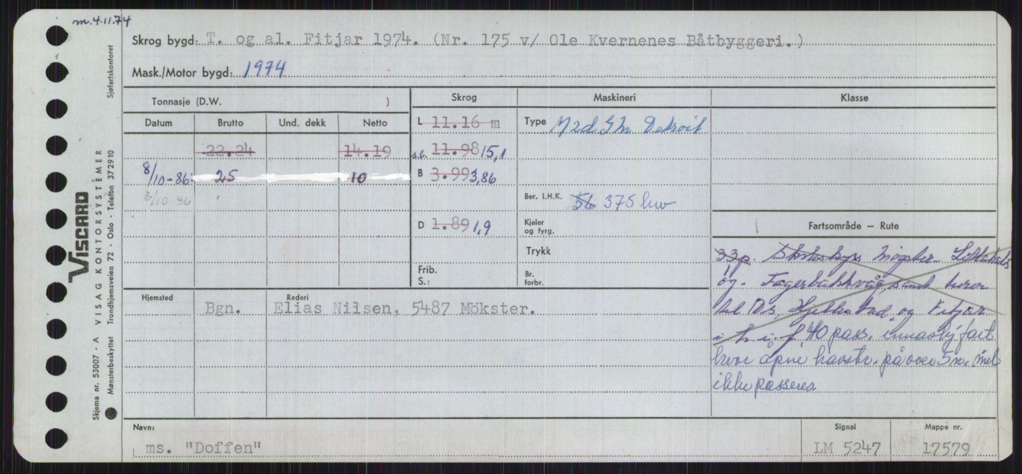 Sjøfartsdirektoratet med forløpere, Skipsmålingen, RA/S-1627/H/Ha/L0001/0002: Fartøy, A-Eig / Fartøy Bjør-Eig, p. 835