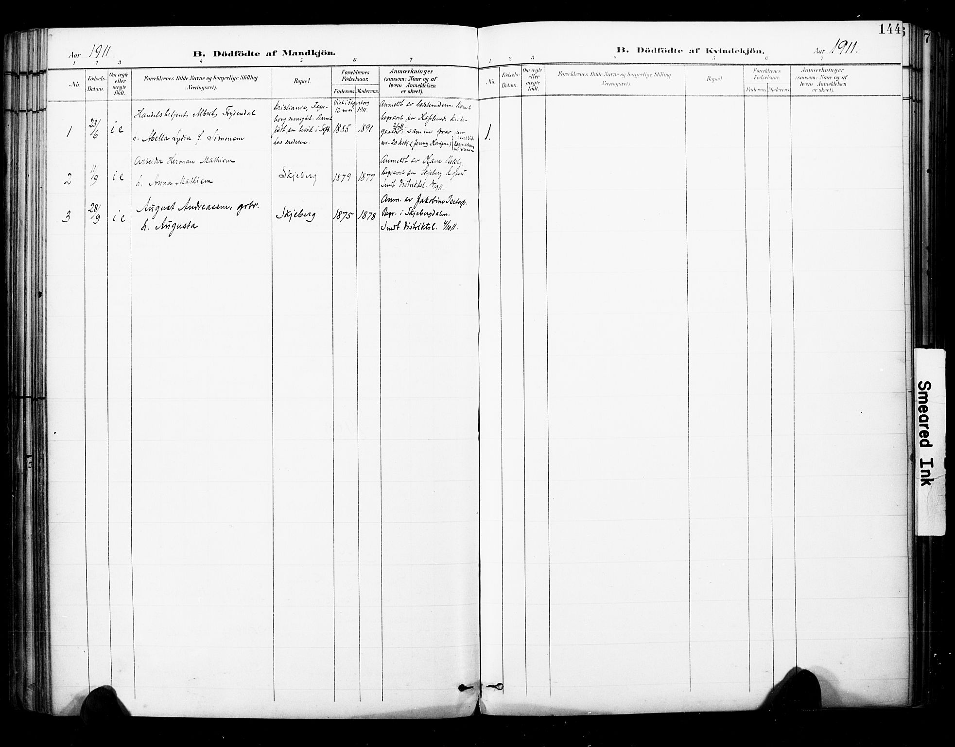 Skjeberg prestekontor Kirkebøker, SAO/A-10923/F/Fa/L0010: Parish register (official) no. I 10, 1898-1911, p. 144