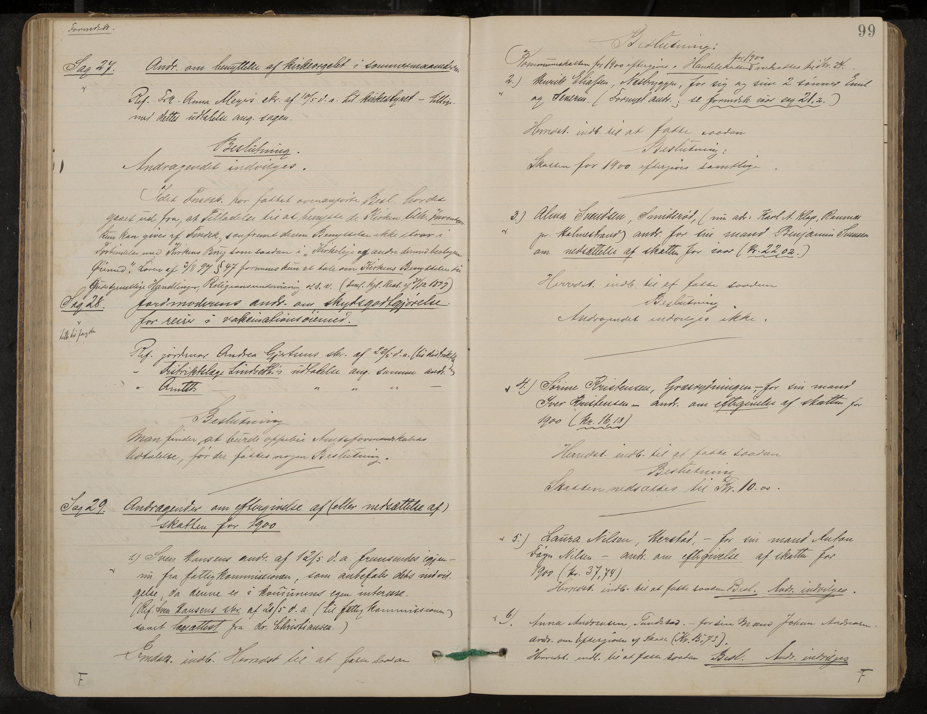 Nøtterøy formannskap og sentraladministrasjon, IKAK/0722021-1/A/Aa/L0005: Møtebok med register, 1896-1905, p. 99