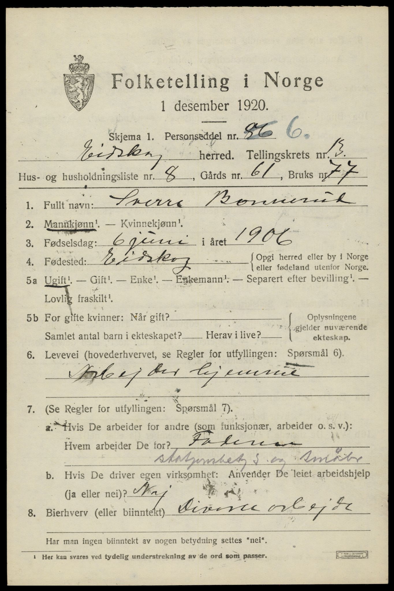 SAH, 1920 census for Eidskog, 1920, p. 12241