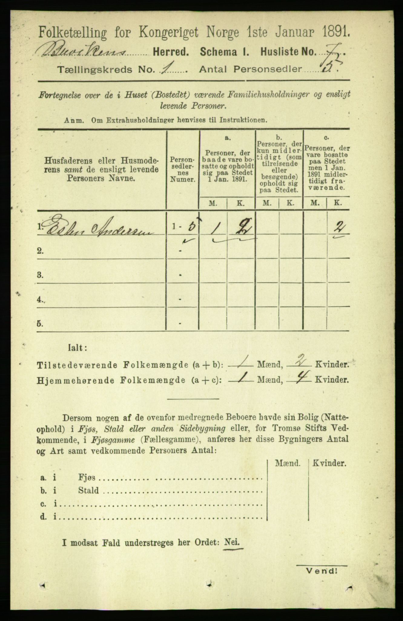 RA, 1891 census for 1656 Buvik, 1891, p. 18