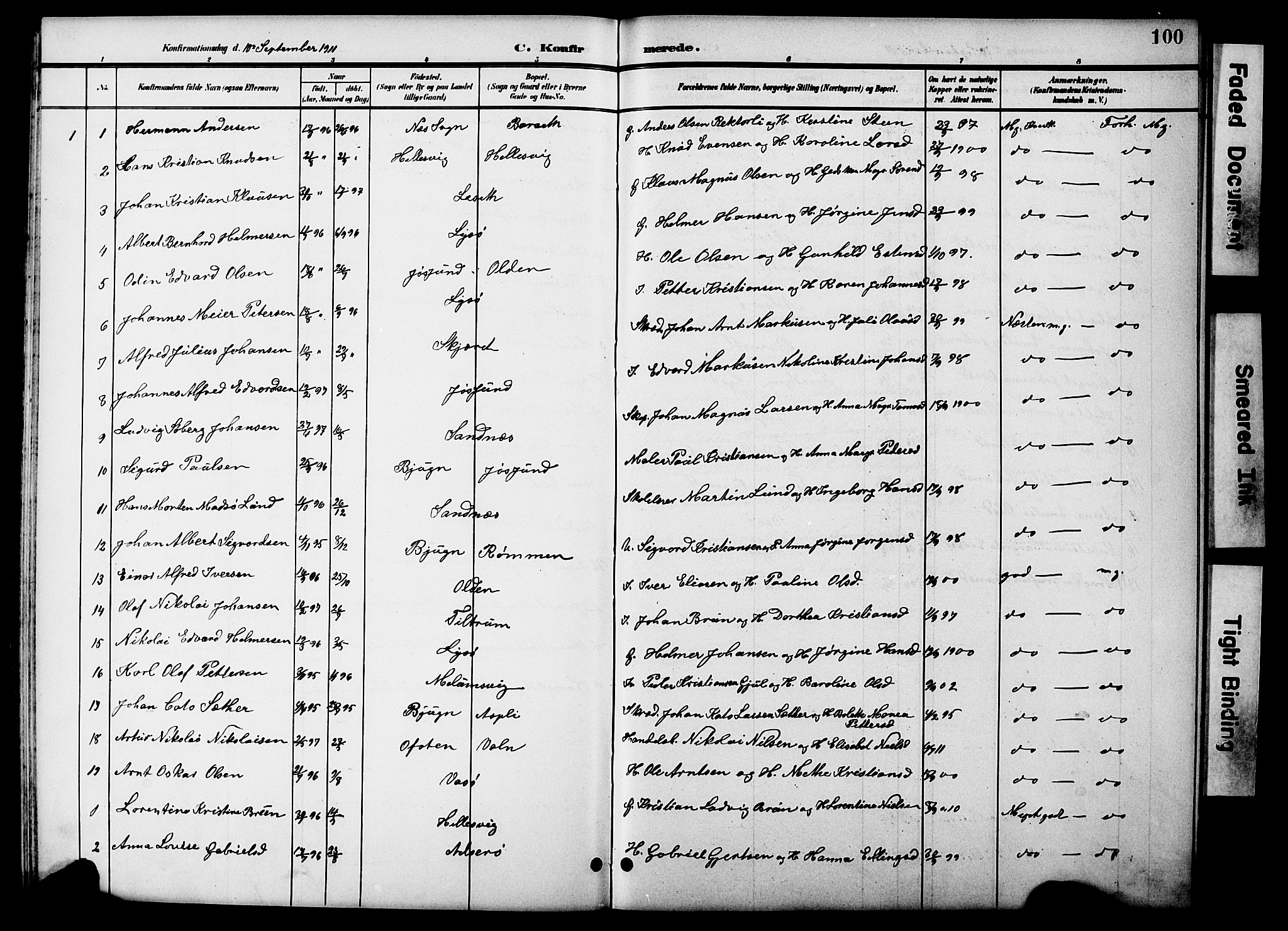 Ministerialprotokoller, klokkerbøker og fødselsregistre - Sør-Trøndelag, SAT/A-1456/654/L0666: Parish register (copy) no. 654C02, 1901-1925, p. 100