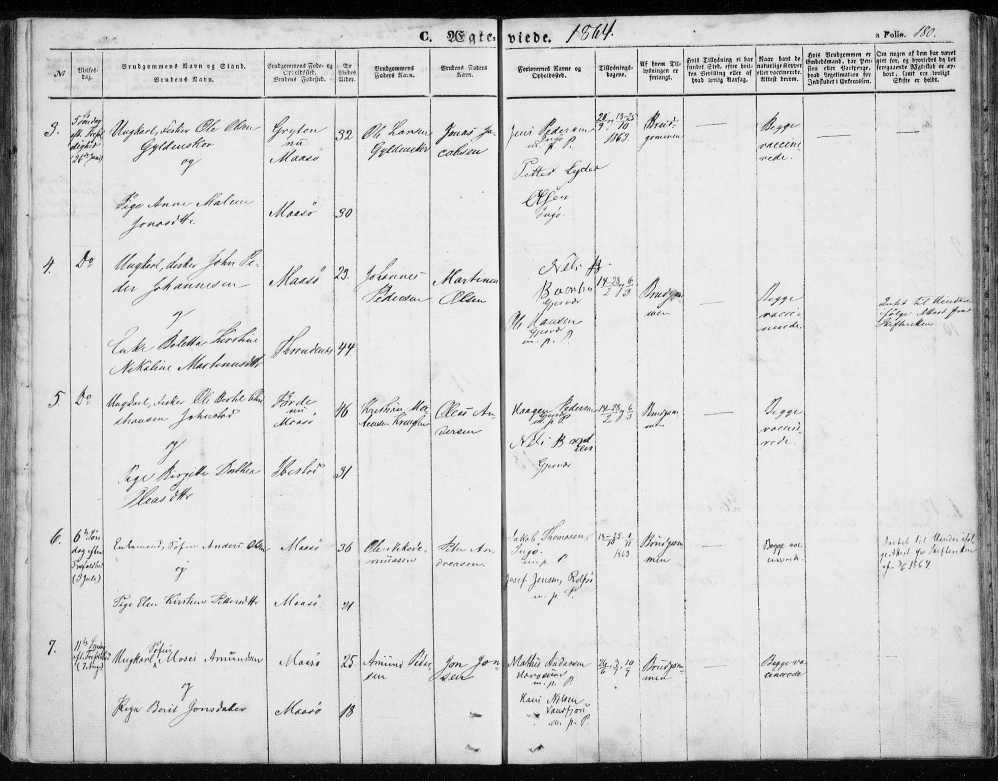 Måsøy sokneprestkontor, SATØ/S-1348/H/Ha/L0002kirke: Parish register (official) no. 2, 1852-1865, p. 180