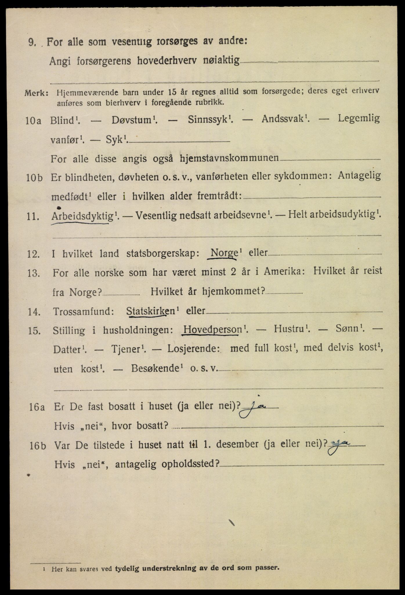 SAK, 1920 census for Bykle, 1920, p. 584
