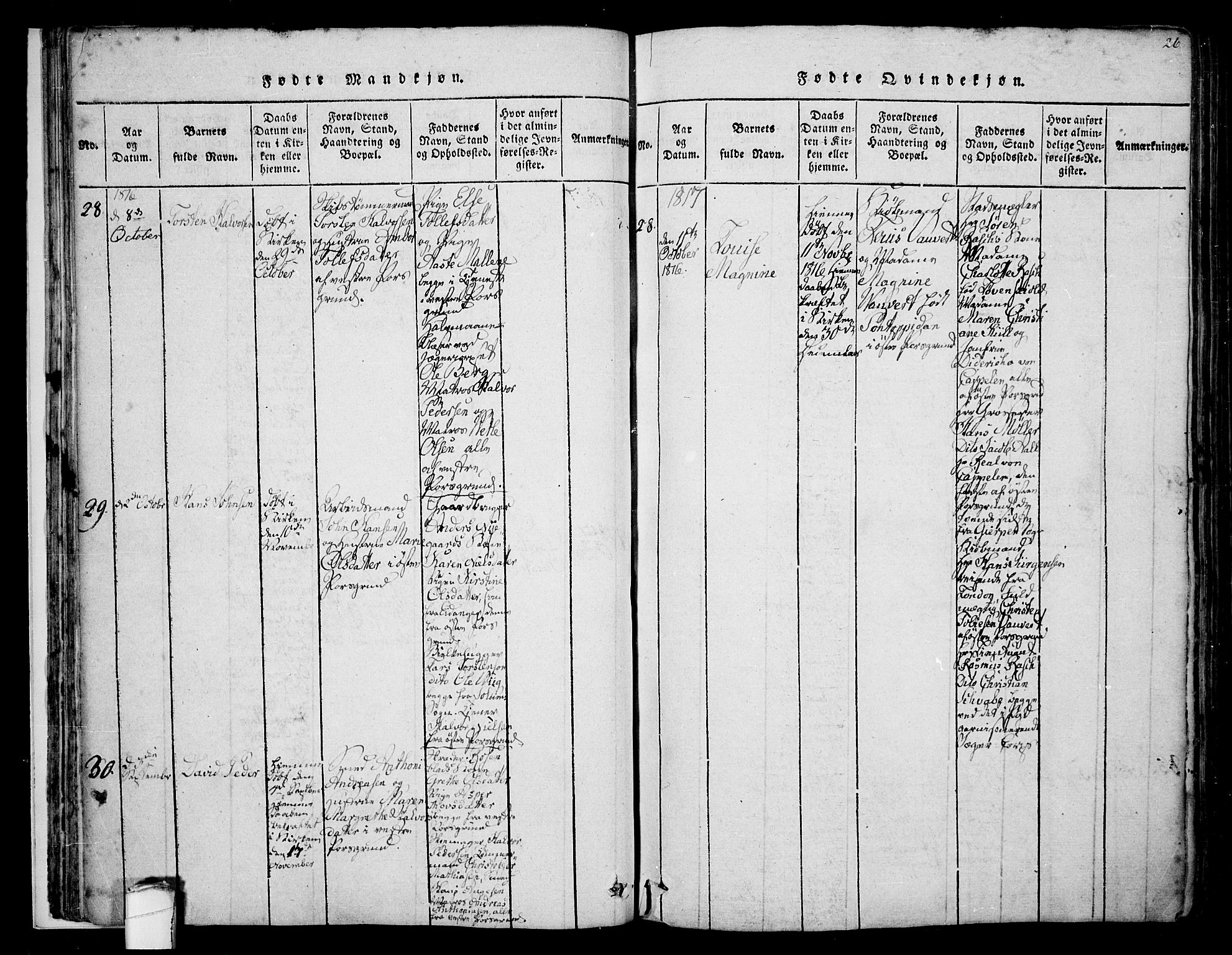 Porsgrunn kirkebøker , SAKO/A-104/F/Fa/L0004: Parish register (official) no. 4, 1814-1828, p. 26