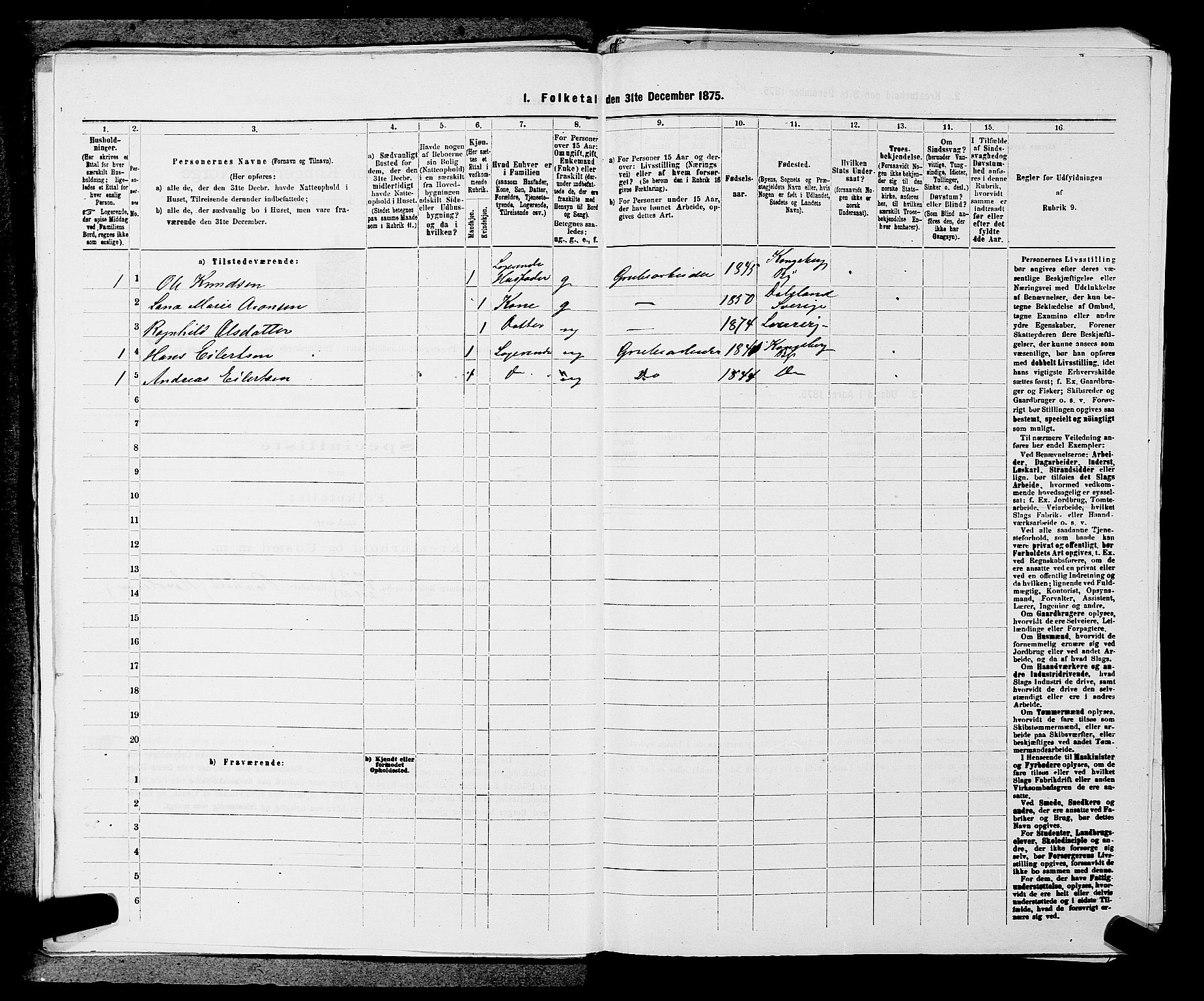 SAKO, 1875 census for 0814L Bamble/Bamble, 1875, p. 1198