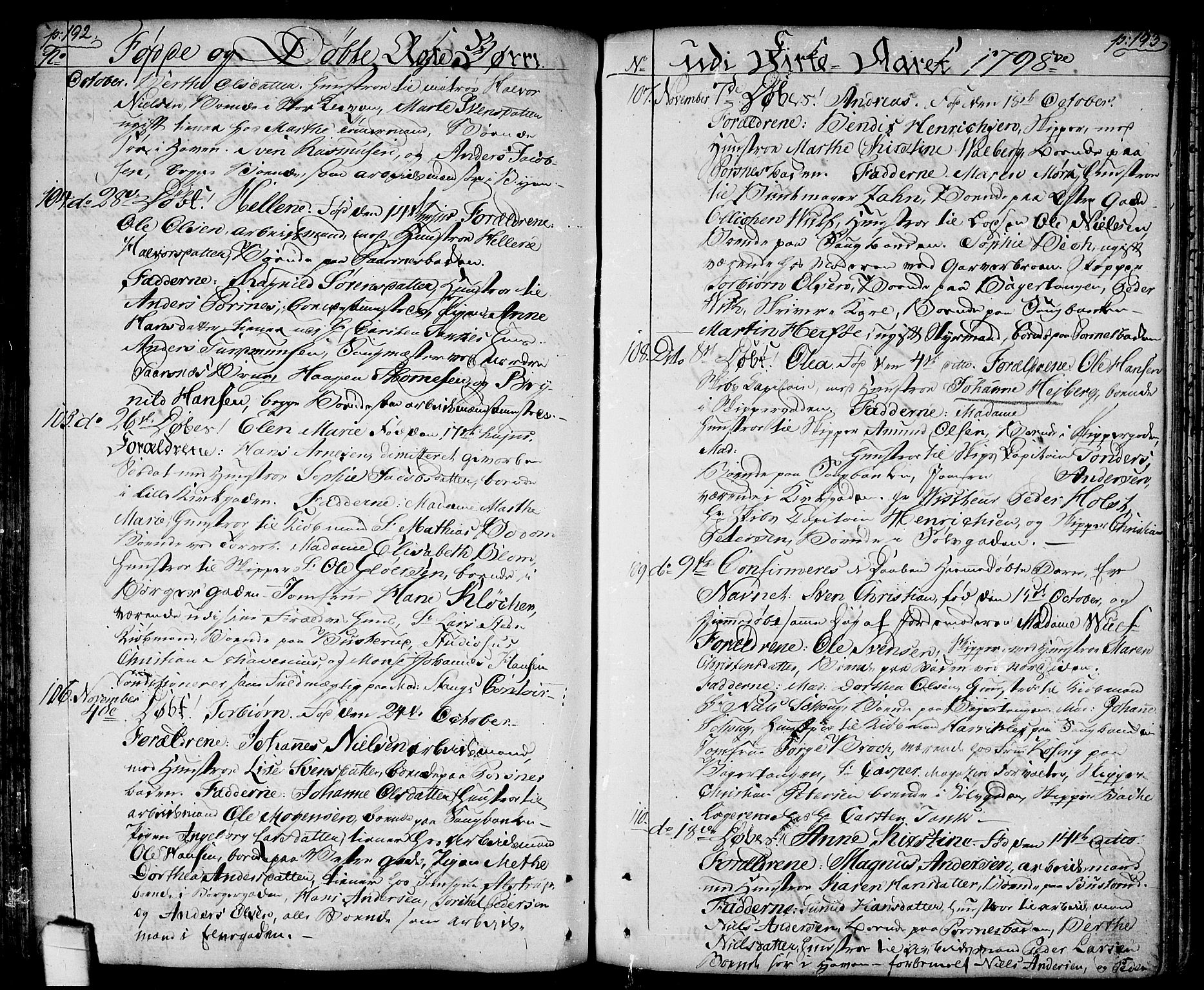 Halden prestekontor Kirkebøker, SAO/A-10909/F/Fa/L0002: Parish register (official) no. I 2, 1792-1812, p. 192-193
