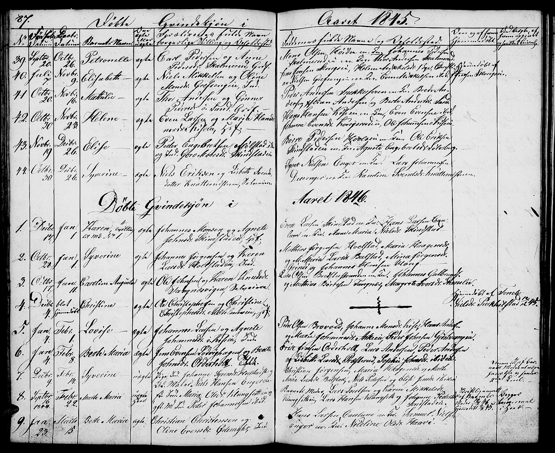 Nes prestekontor, Hedmark, SAH/PREST-020/L/La/L0004: Parish register (copy) no. 4, 1832-1861, p. 87