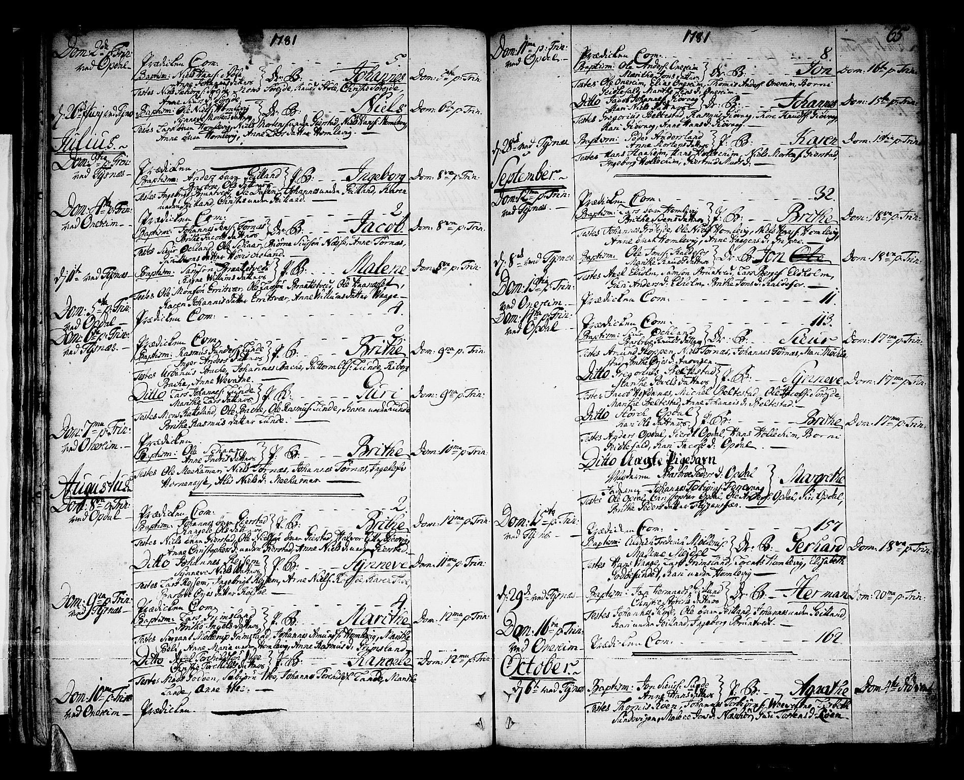 Tysnes sokneprestembete, SAB/A-78601/H/Haa: Parish register (official) no. A 5, 1762-1793, p. 65