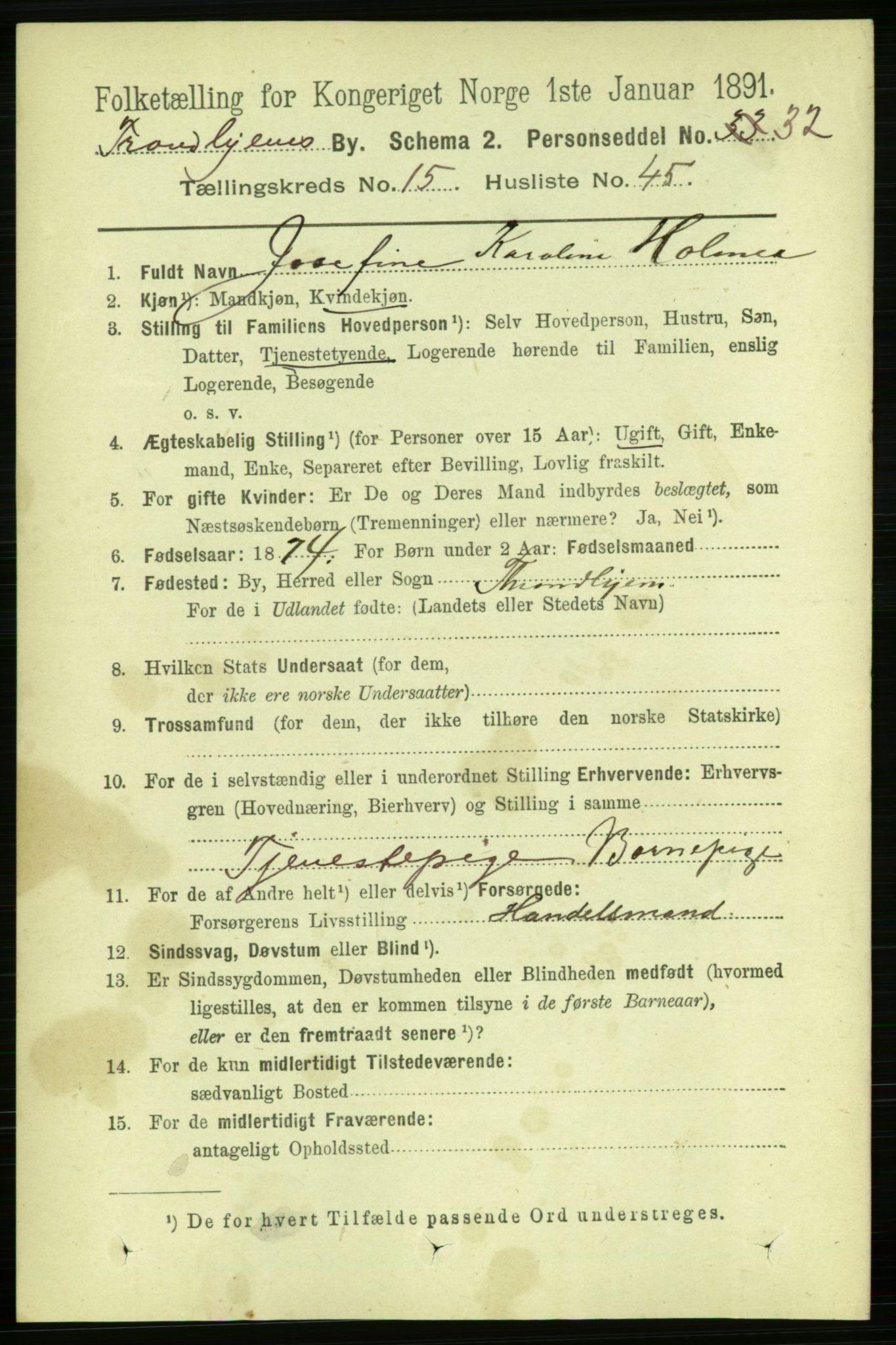 RA, 1891 census for 1601 Trondheim, 1891, p. 12197