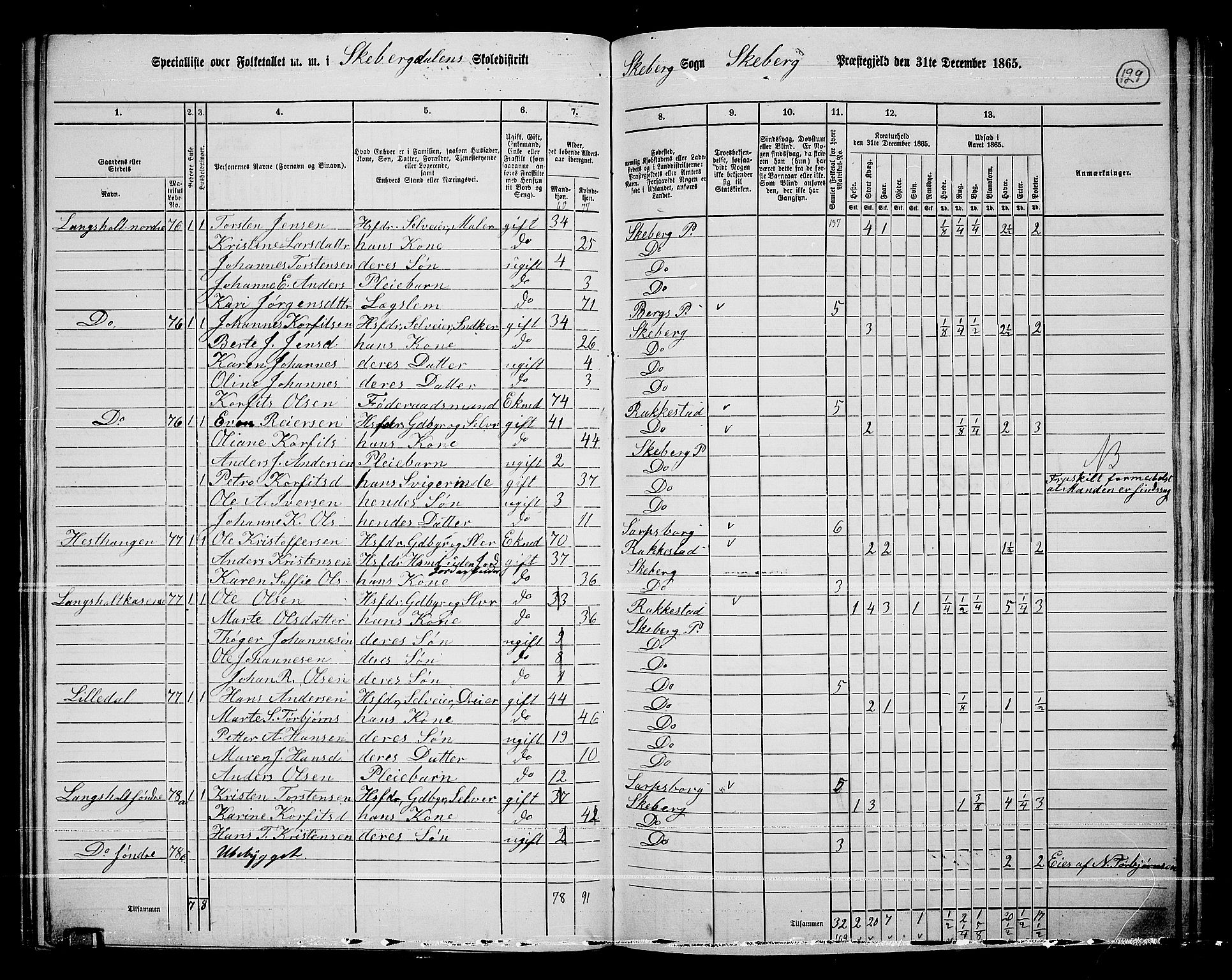 RA, 1865 census for Skjeberg, 1865, p. 120