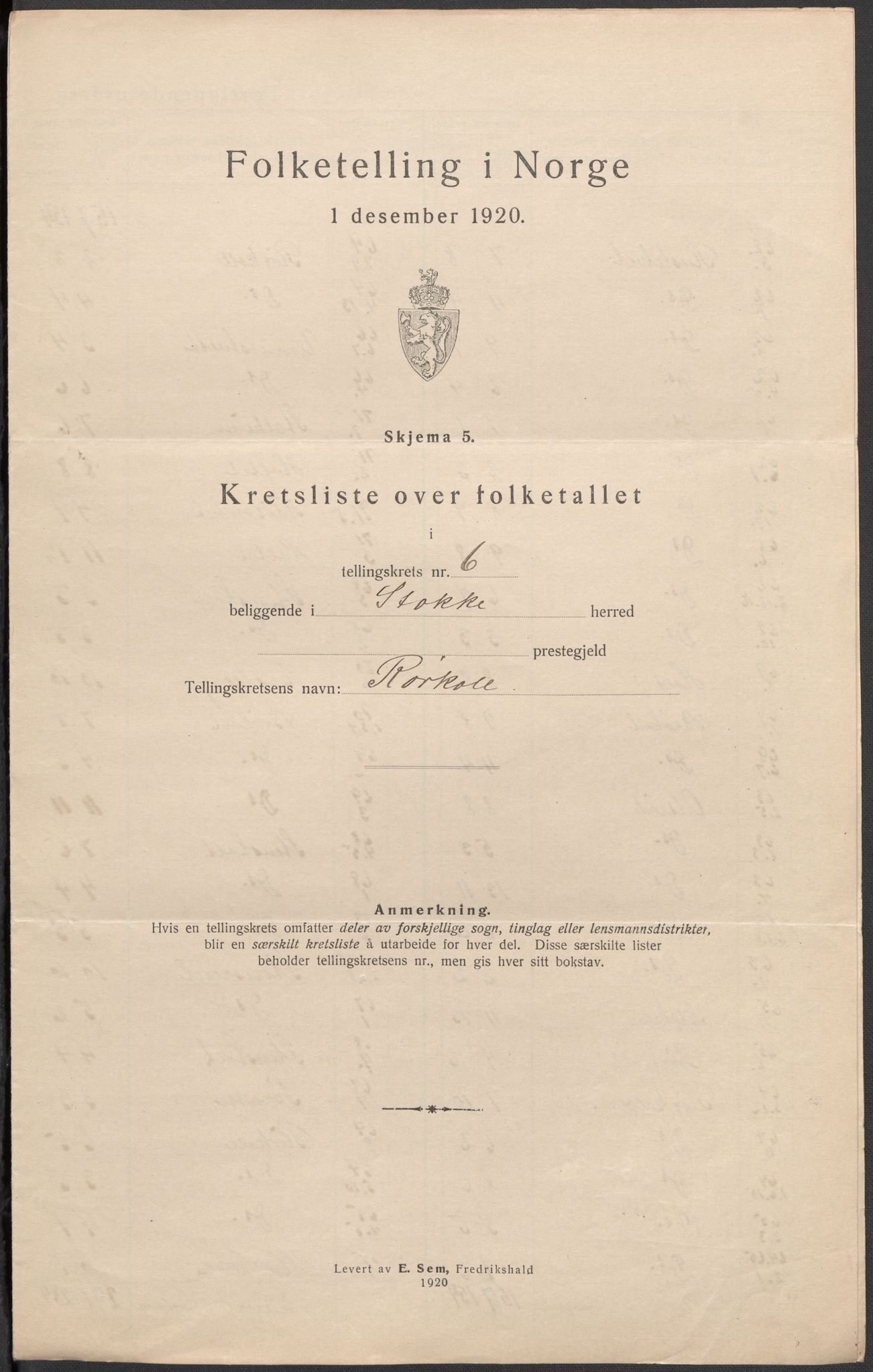 SAKO, 1920 census for Stokke, 1920, p. 27