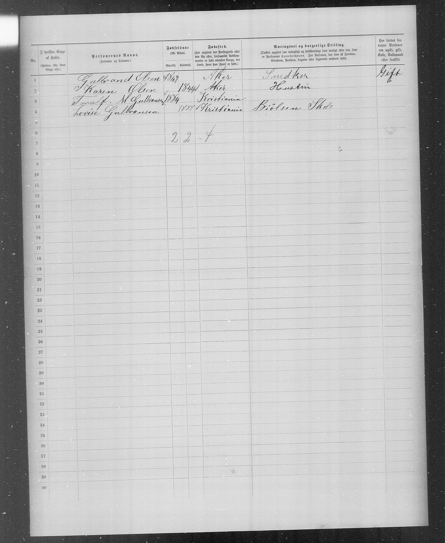 OBA, Municipal Census 1899 for Kristiania, 1899, p. 2318