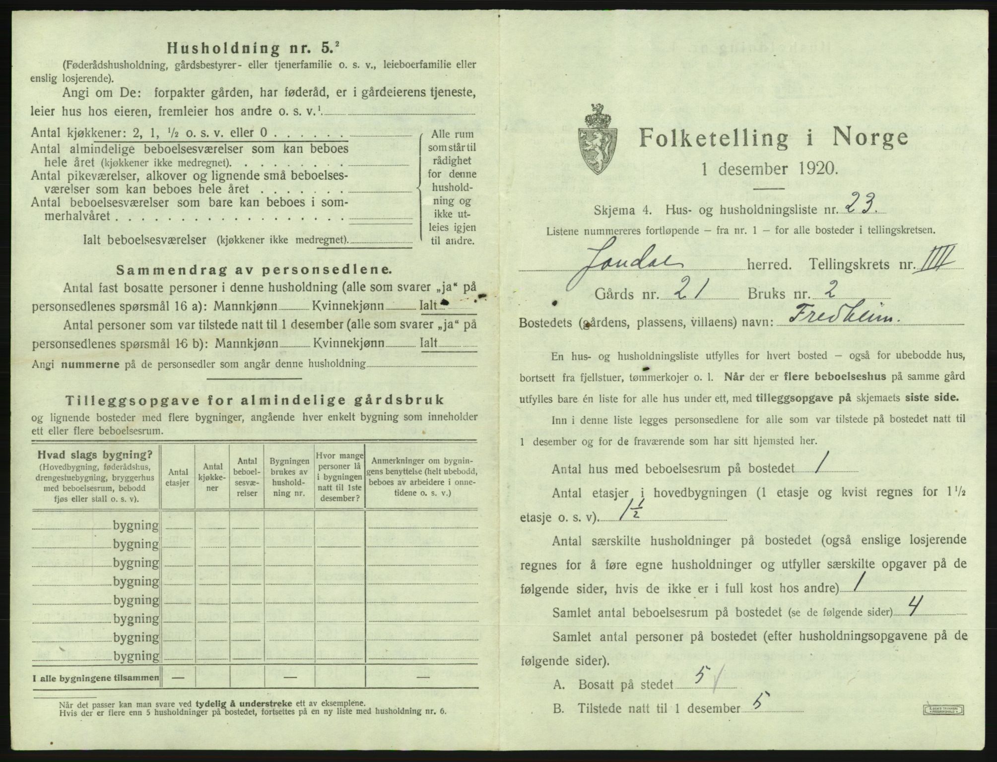 SAB, 1920 census for Jondal, 1920, p. 346