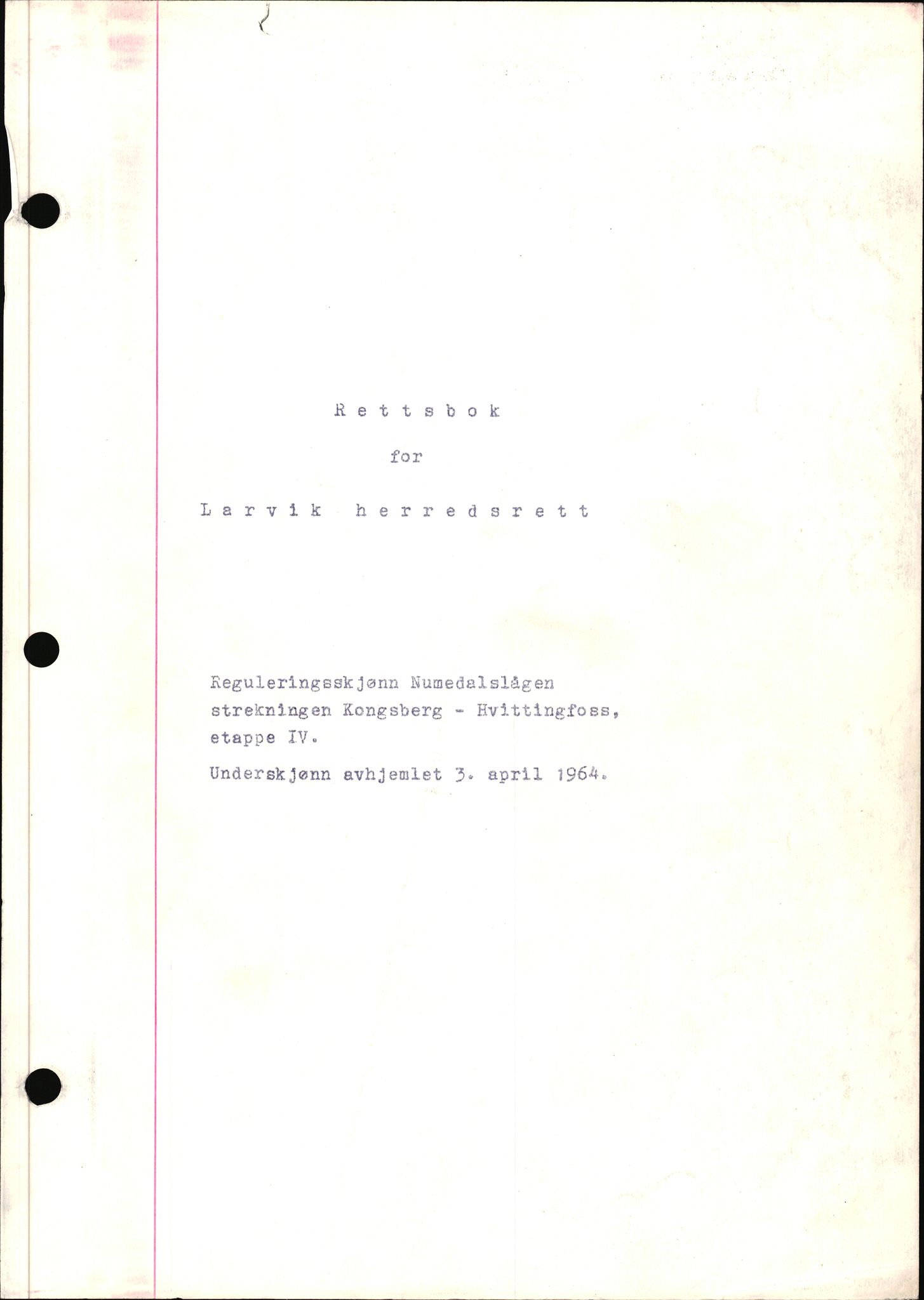 Larvik sorenskriveri, AV/SAKO-A-83/F/Fd/Fdb/L0020: Domsprotokoll - sivile saker, 1964, p. 1