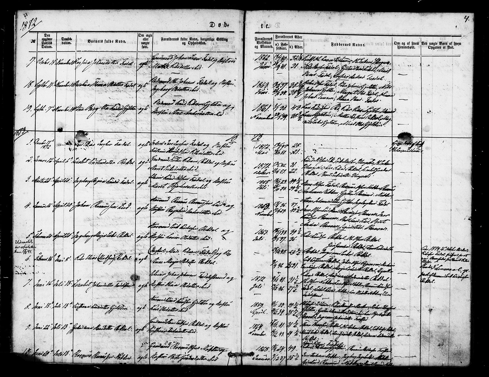 Ministerialprotokoller, klokkerbøker og fødselsregistre - Møre og Romsdal, AV/SAT-A-1454/540/L0540: Parish register (official) no. 540A01, 1872-1883, p. 4