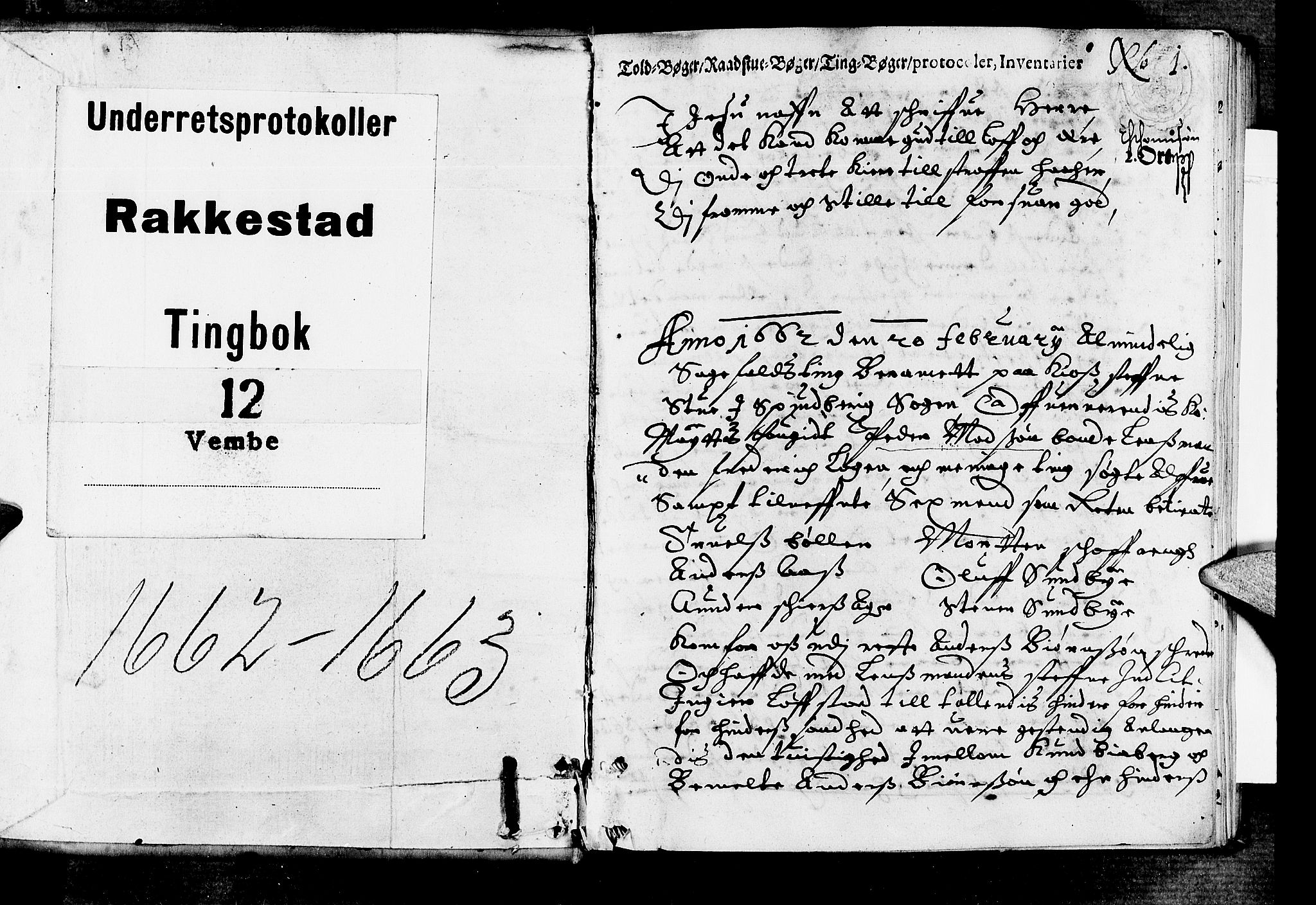 Rakkestad sorenskriveri, SAO/A-10686/F/Fb/L0012: Tingbøker, 1662-1663, p. 0b-1a