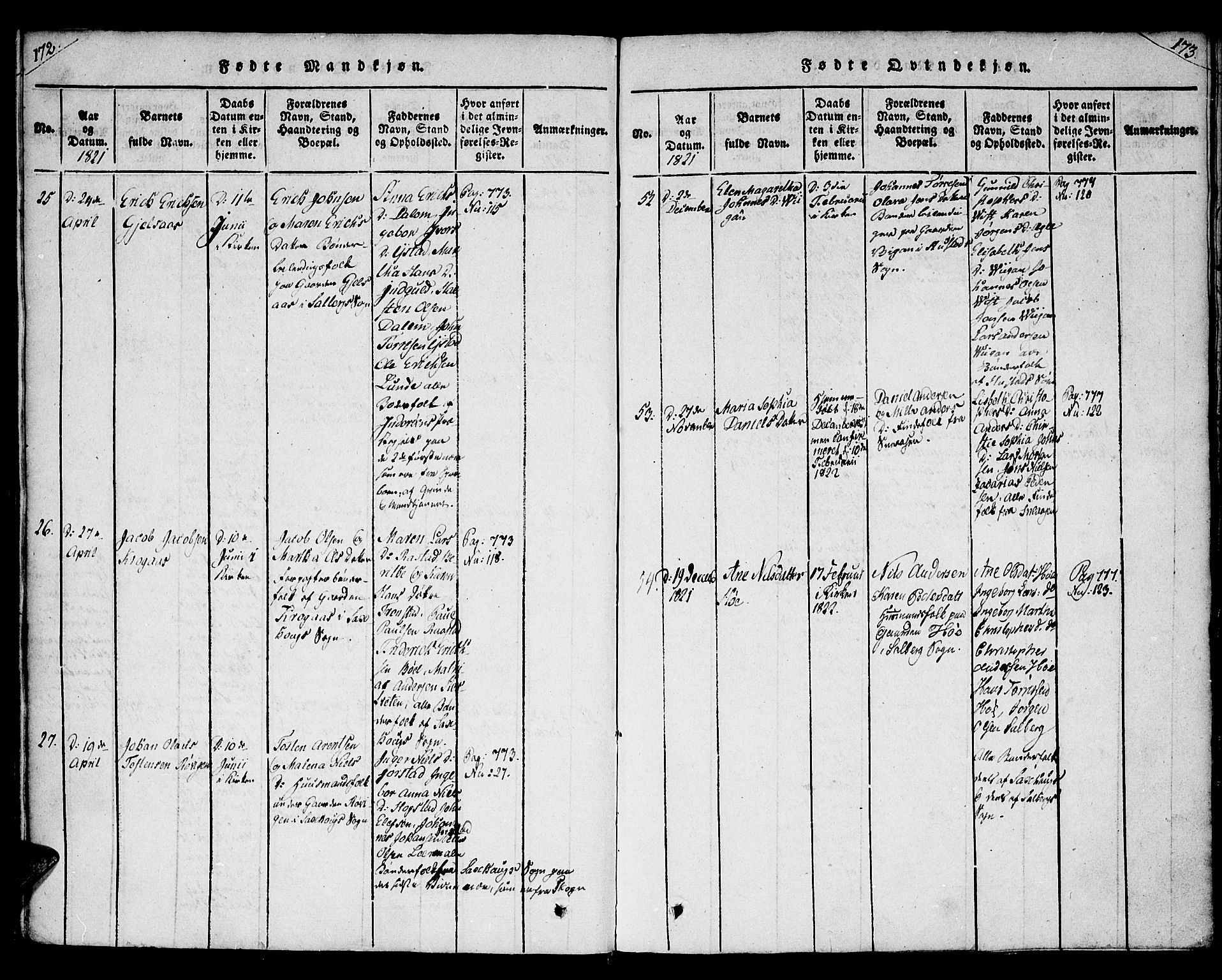 Ministerialprotokoller, klokkerbøker og fødselsregistre - Nord-Trøndelag, AV/SAT-A-1458/730/L0275: Parish register (official) no. 730A04, 1816-1822, p. 172-173