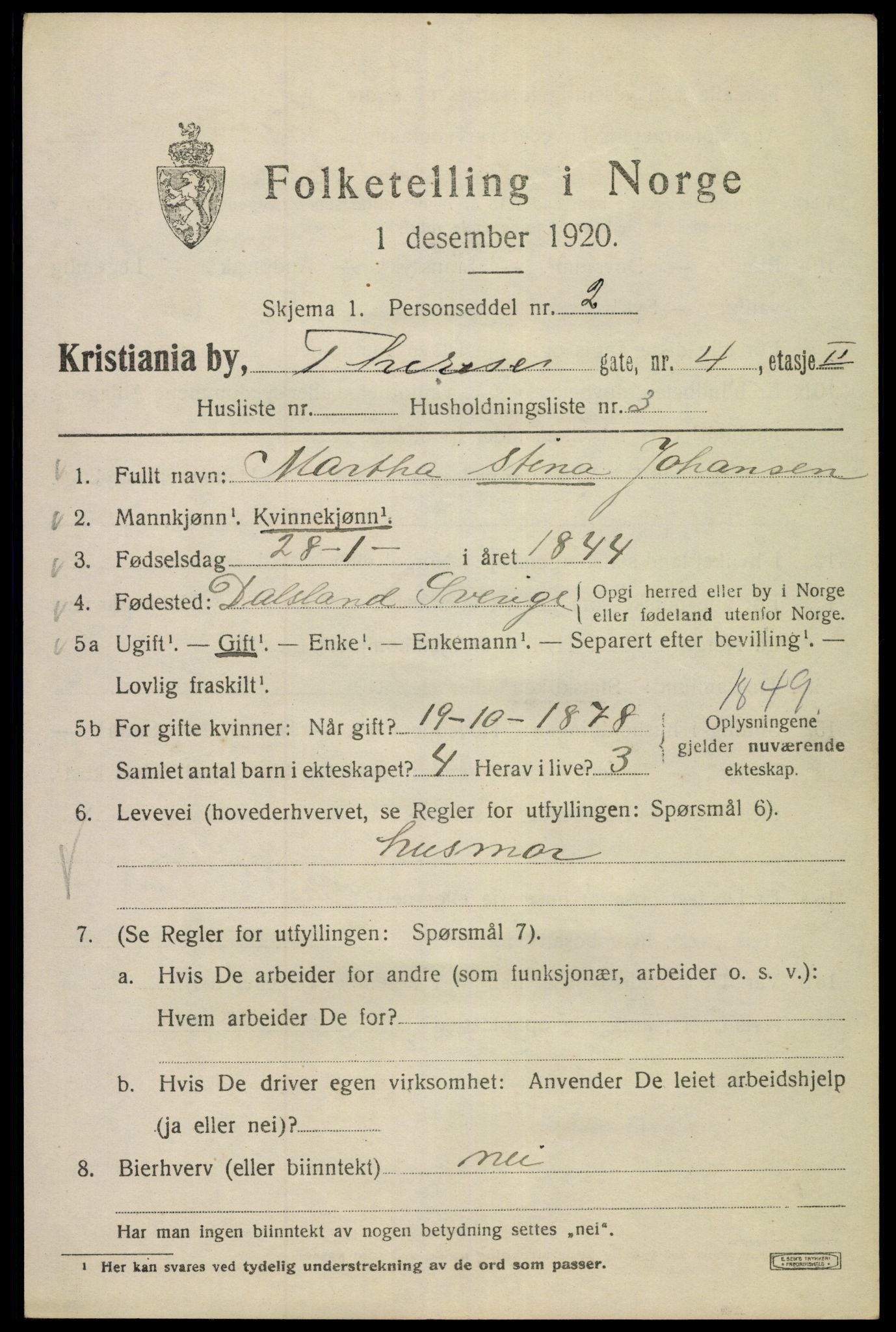 SAO, 1920 census for Kristiania, 1920, p. 566091