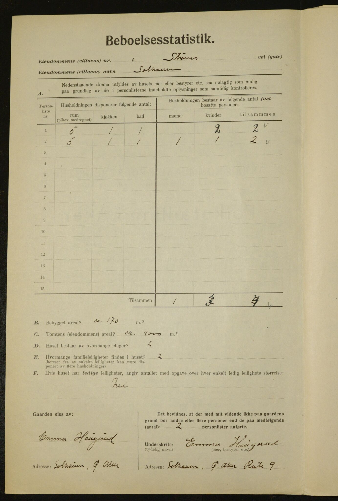 , Municipal Census 1923 for Aker, 1923, p. 32586