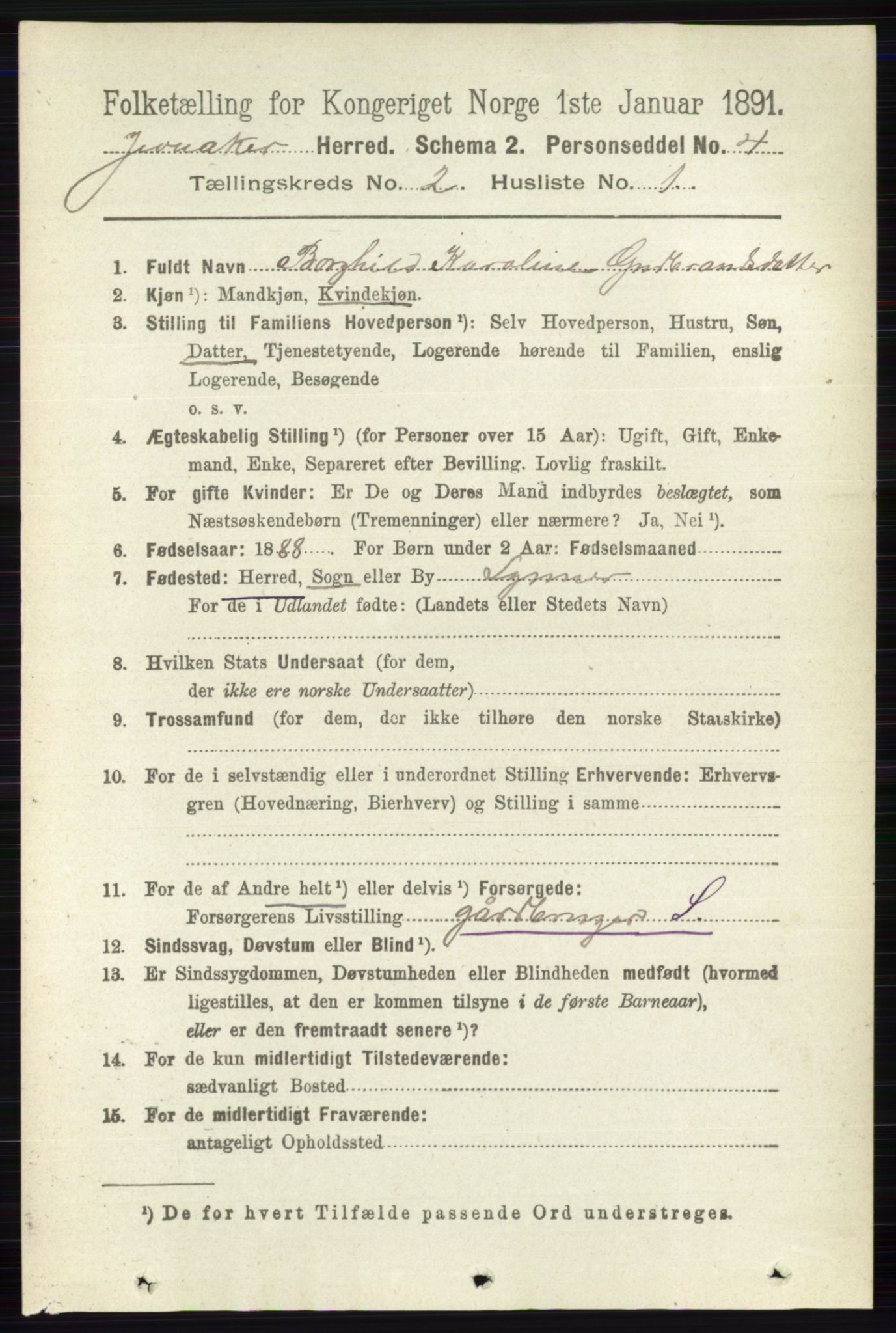 RA, 1891 census for 0532 Jevnaker, 1891, p. 636