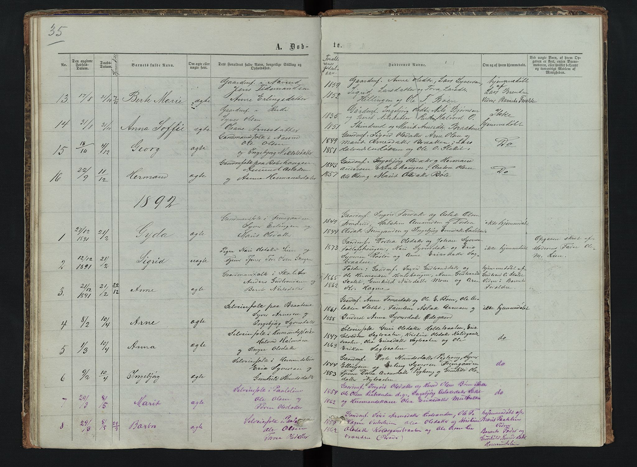 Sør-Aurdal prestekontor, SAH/PREST-128/H/Ha/Hab/L0006: Parish register (copy) no. 6, 1866-1893, p. 35