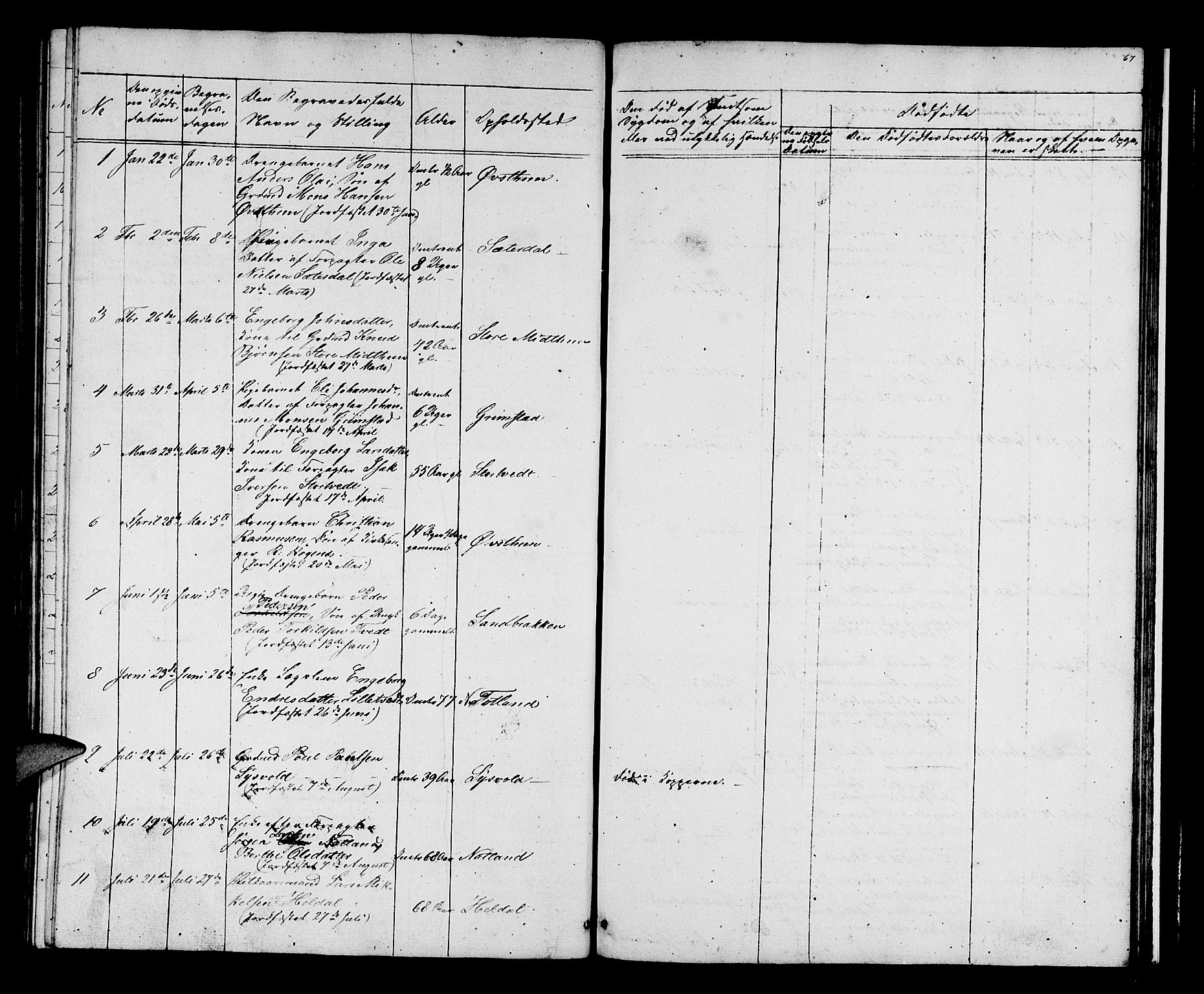 Birkeland Sokneprestembete, SAB/A-74601/H/Hab: Parish register (copy) no. A 1, 1853-1862, p. 67