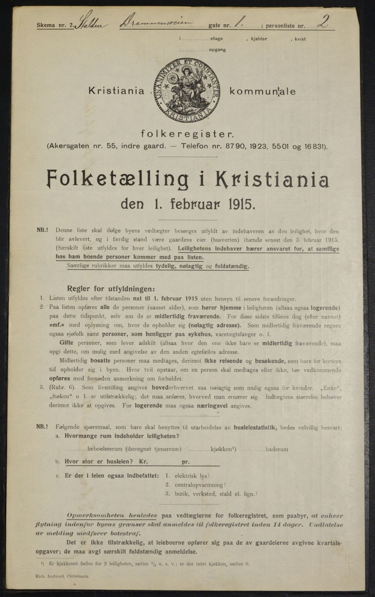 OBA, Municipal Census 1915 for Kristiania, 1915, p. 16243