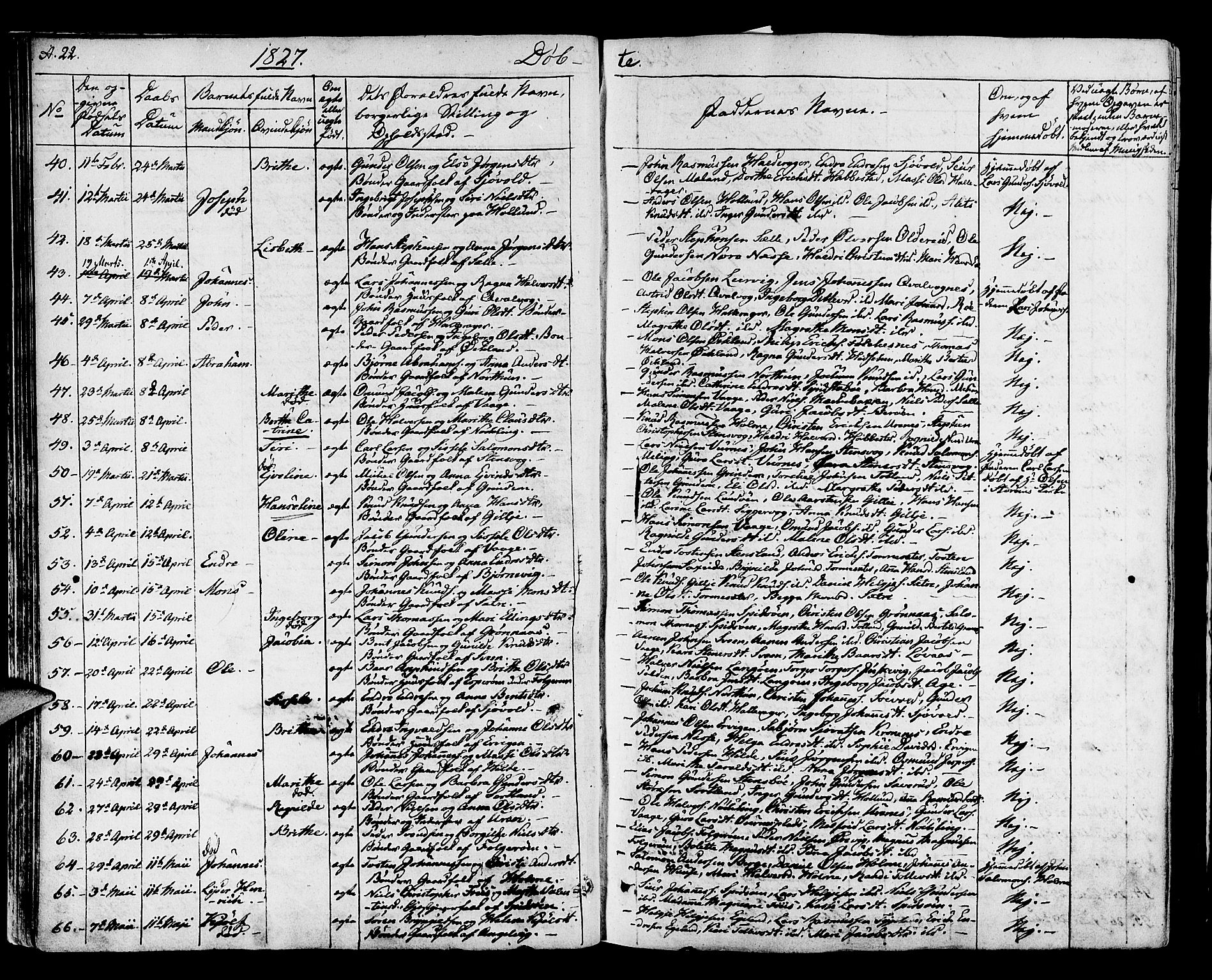 Finnås sokneprestembete, SAB/A-99925/H/Ha/Haa/Haaa/L0005: Parish register (official) no. A 5, 1823-1835, p. 22