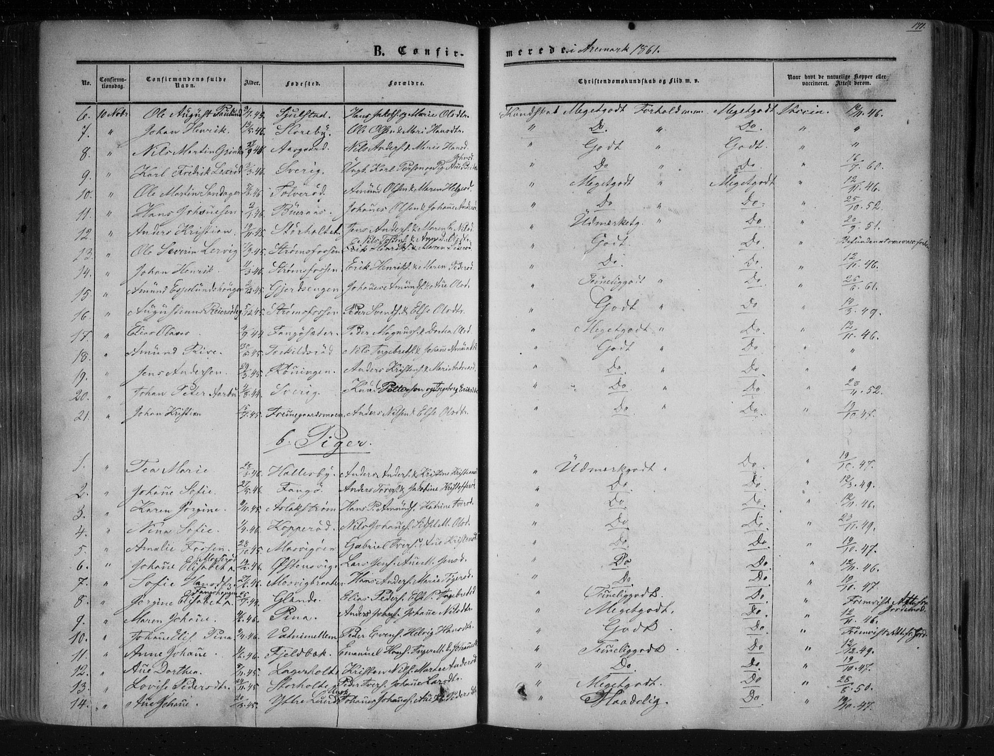 Aremark prestekontor Kirkebøker, SAO/A-10899/F/Fc/L0003: Parish register (official) no. III 3, 1850-1865, p. 171