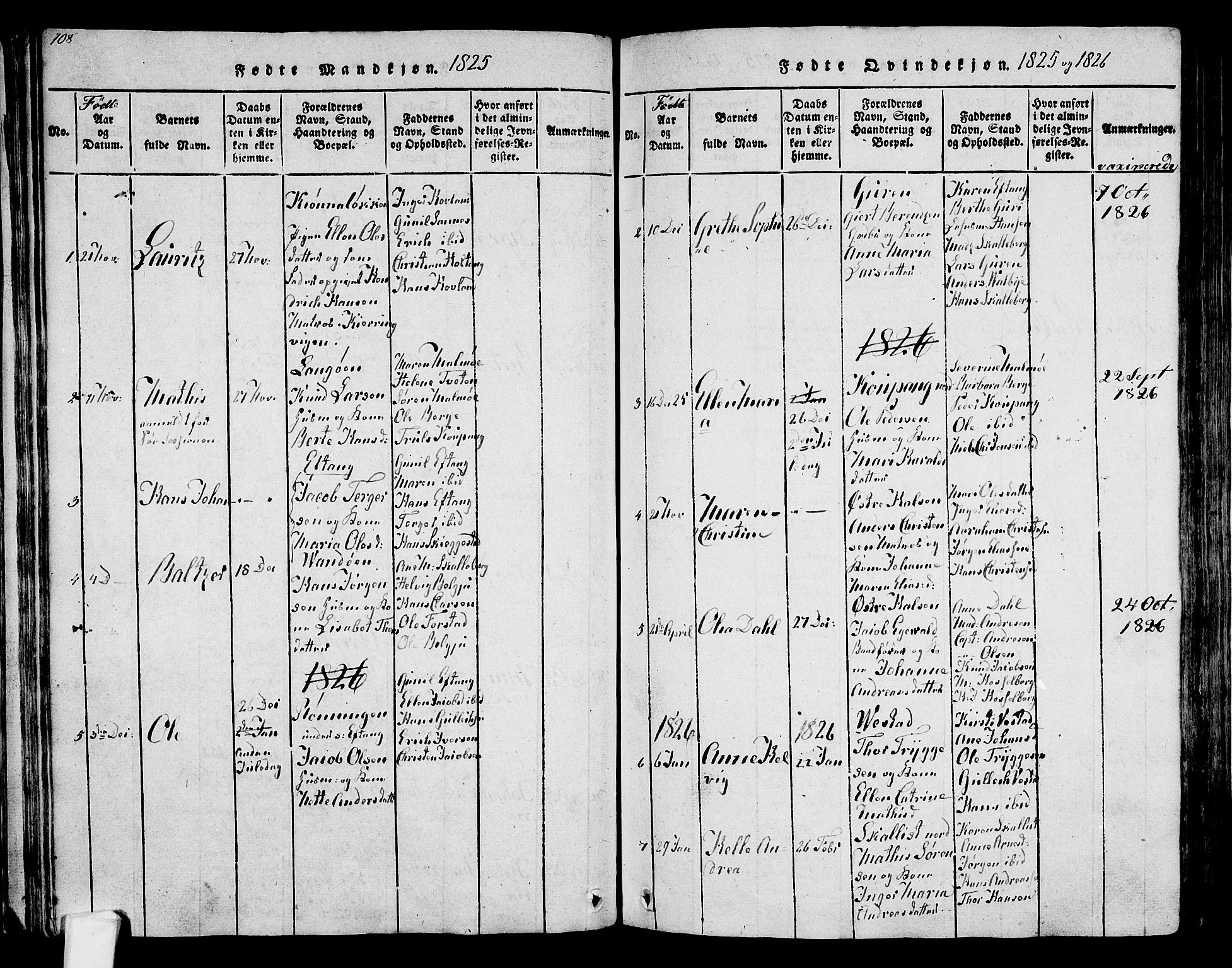 Tjølling kirkebøker, SAKO/A-60/F/Fa/L0005: Parish register (official) no. 5, 1814-1836, p. 108-109