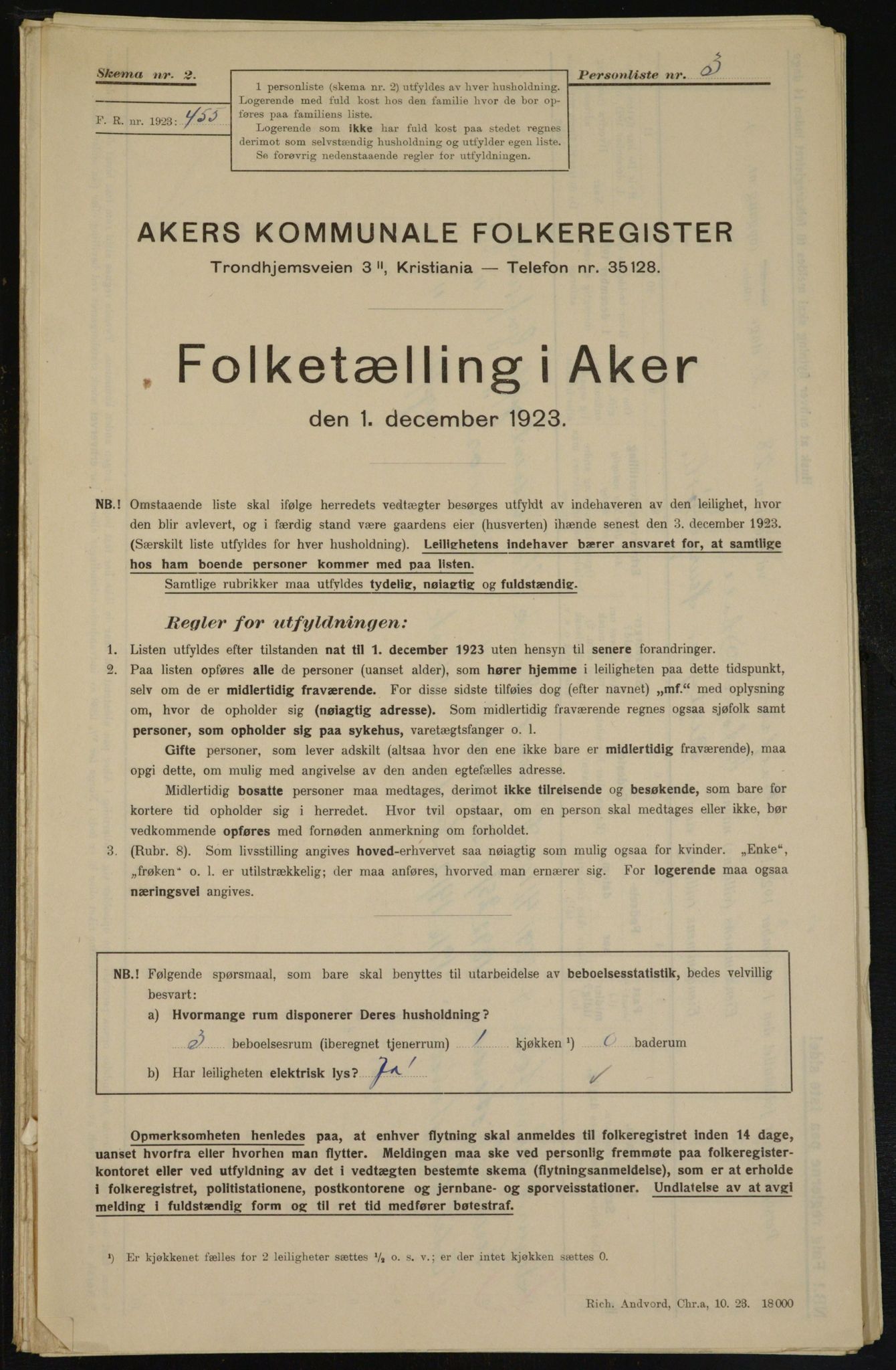 , Municipal Census 1923 for Aker, 1923, p. 10217