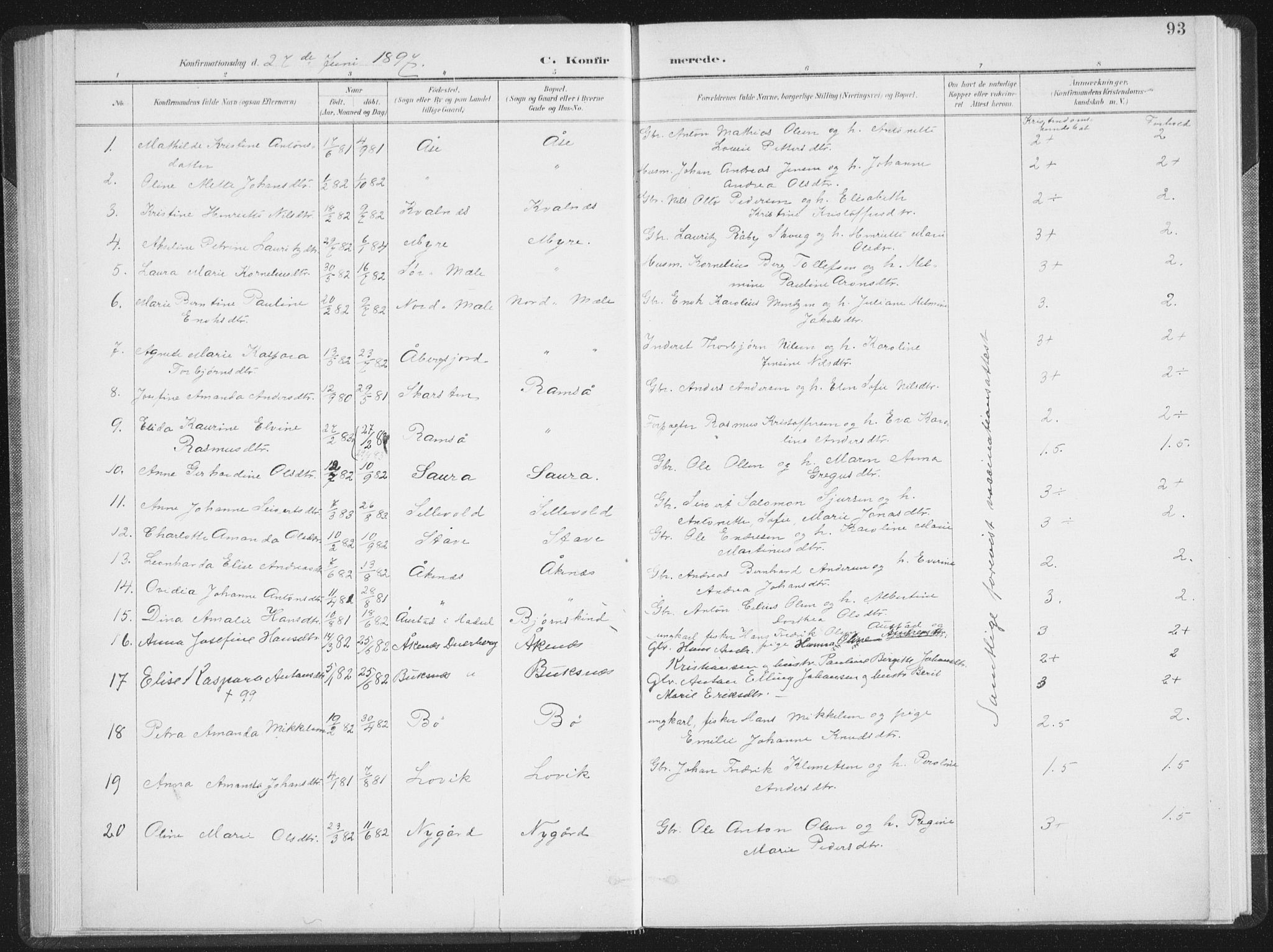 Ministerialprotokoller, klokkerbøker og fødselsregistre - Nordland, AV/SAT-A-1459/897/L1400: Parish register (official) no. 897A07, 1897-1908, p. 93