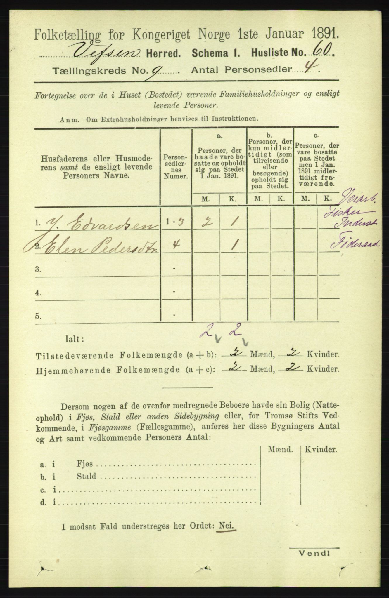 RA, 1891 census for 1824 Vefsn, 1891, p. 4686